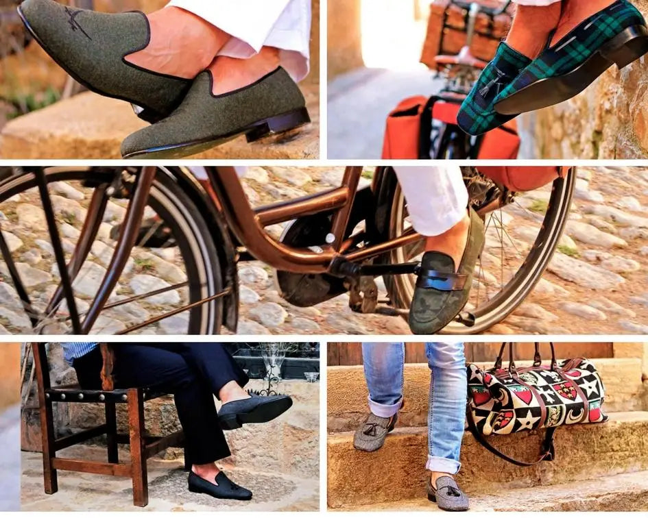Collage of loafer shoes.