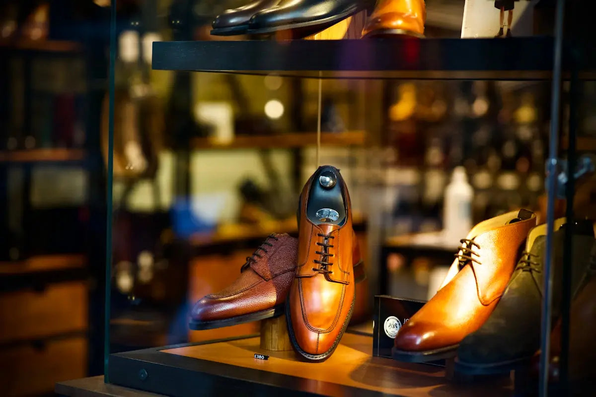 Classic brown leather dress shoes with laces and polished finish.