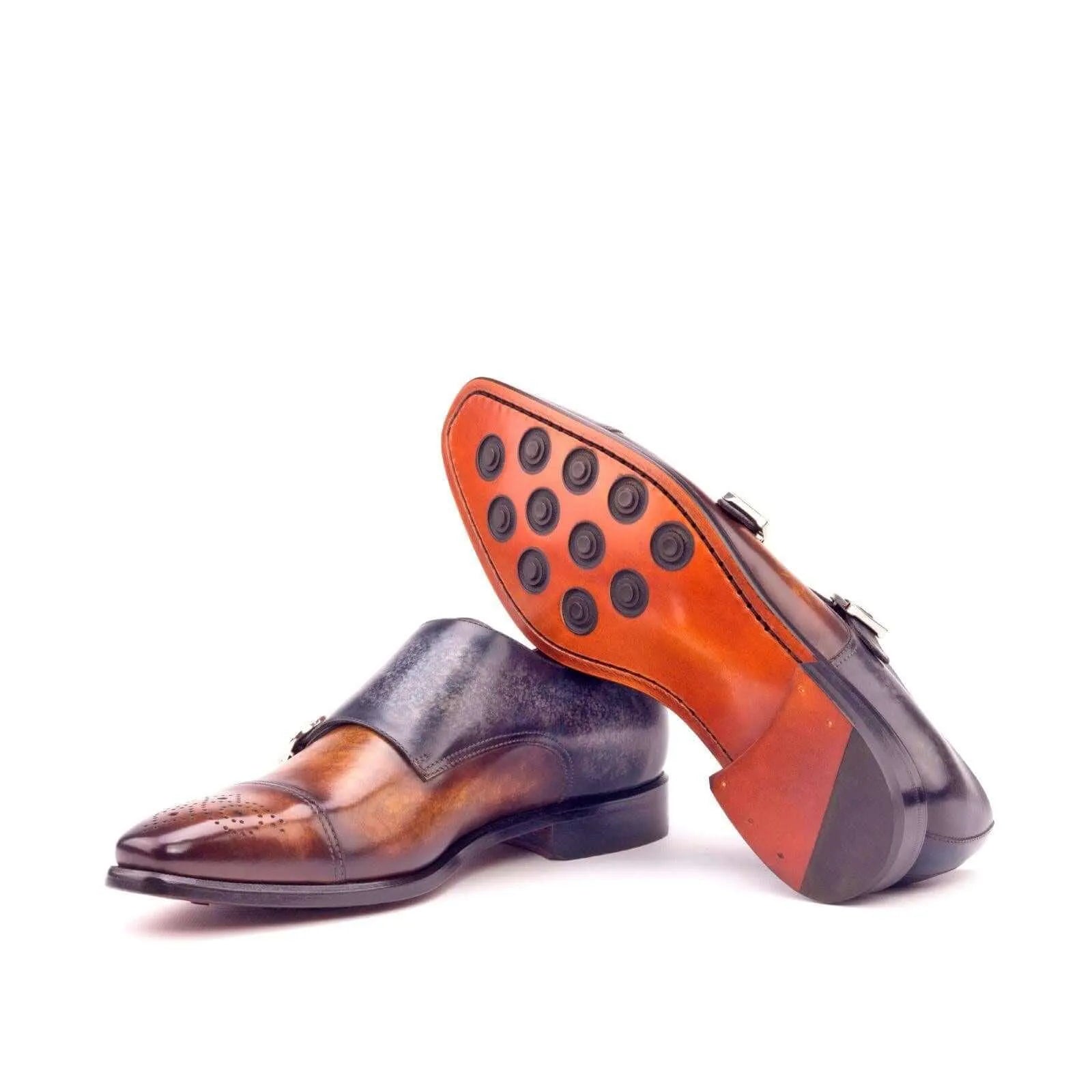 1825 double monk patina two-toned leather shoes