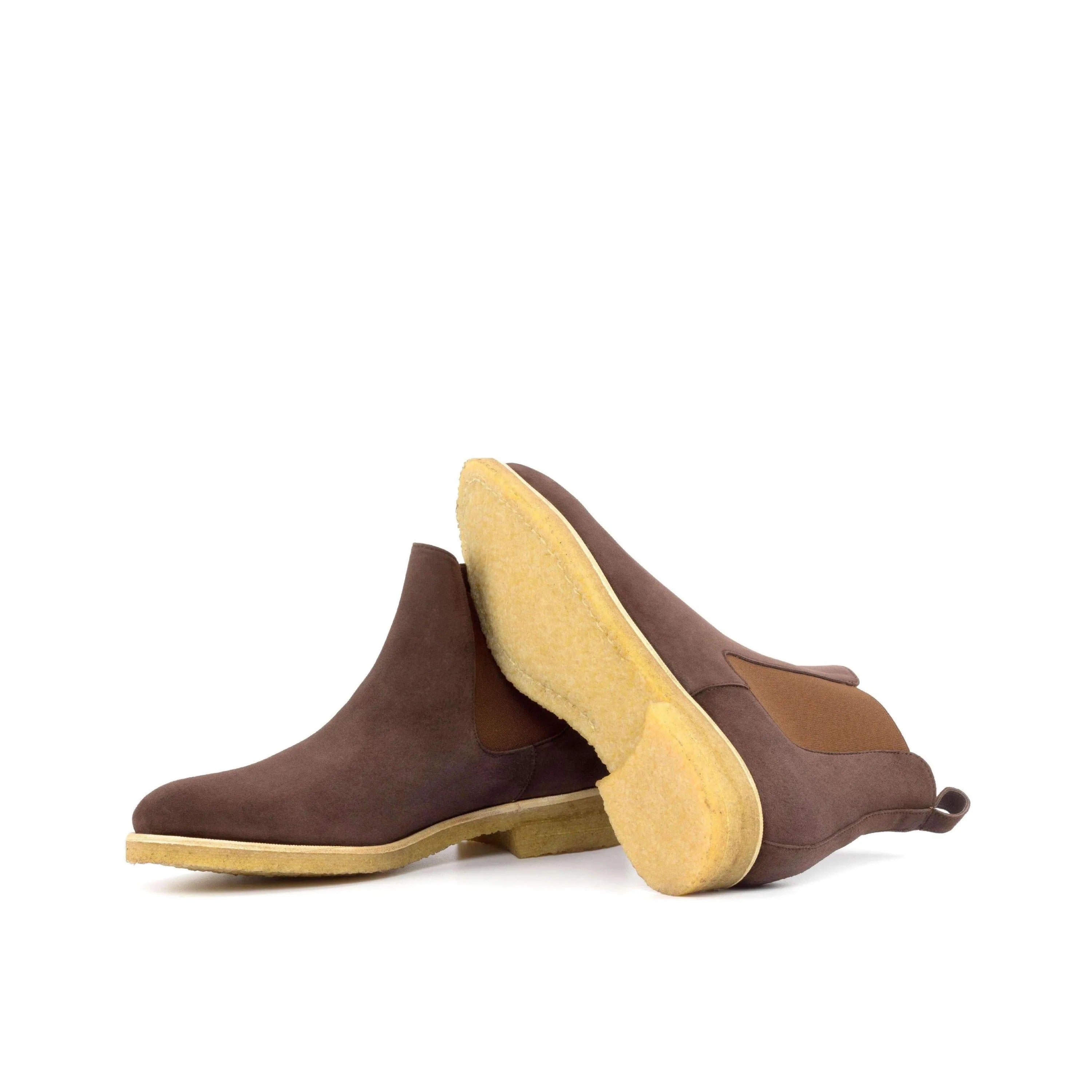 Brown suede 1905 Chelsea boots, luxury bespoke shoes for men