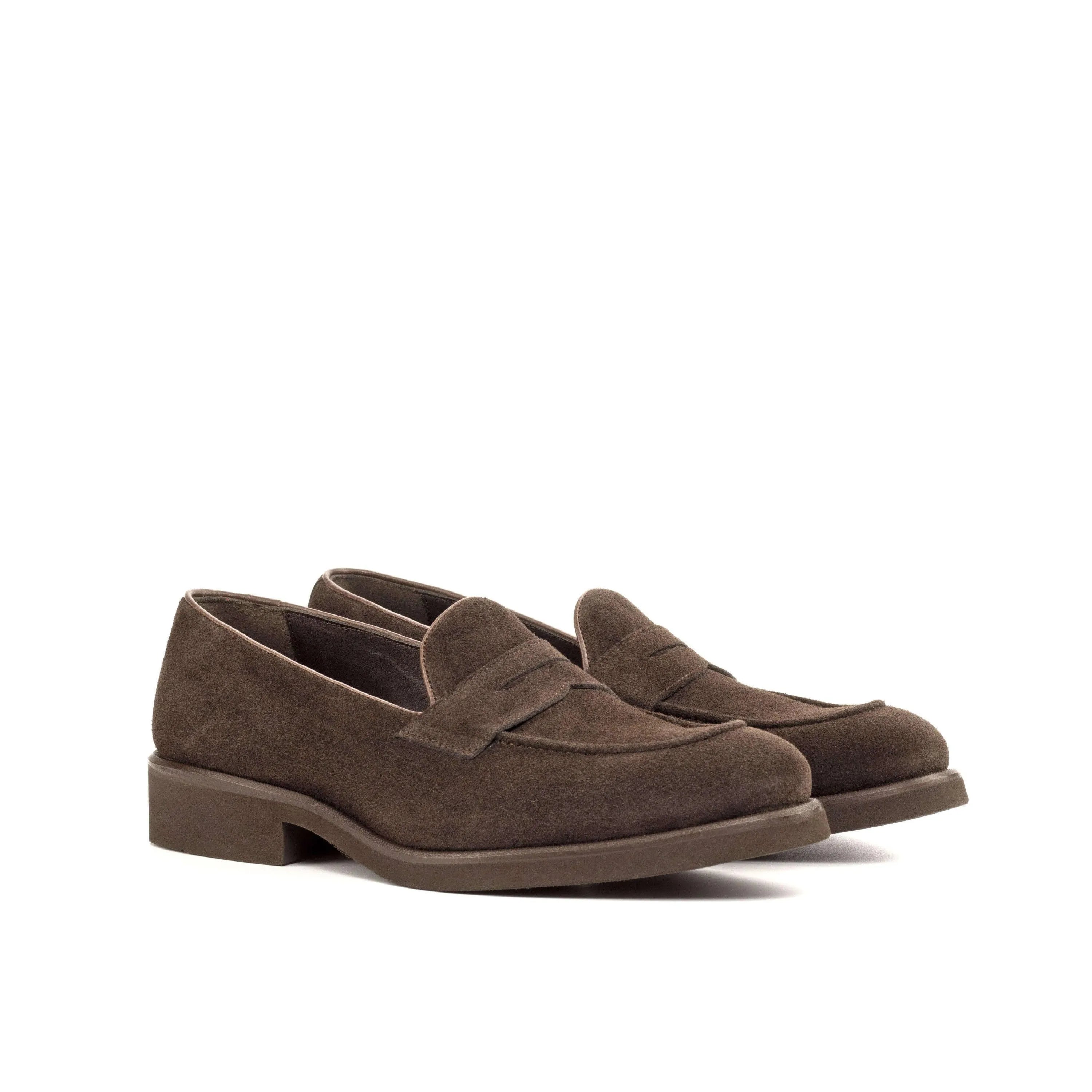 Dark brown 1955 Loafers II suede luxury bespoke shoes for men
