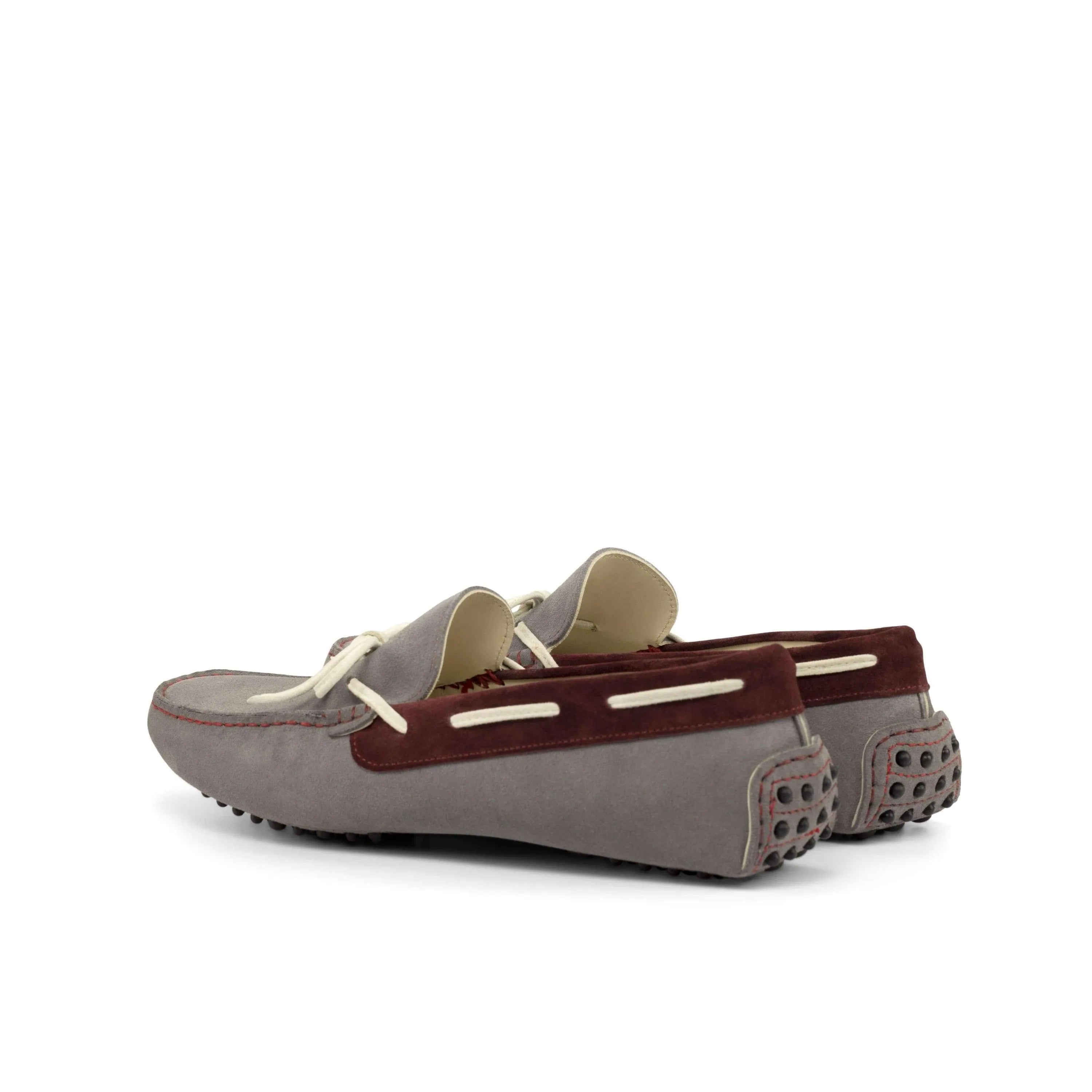 Gray and burgundy leather 1986 Driver shoes for comfortable driving in cart