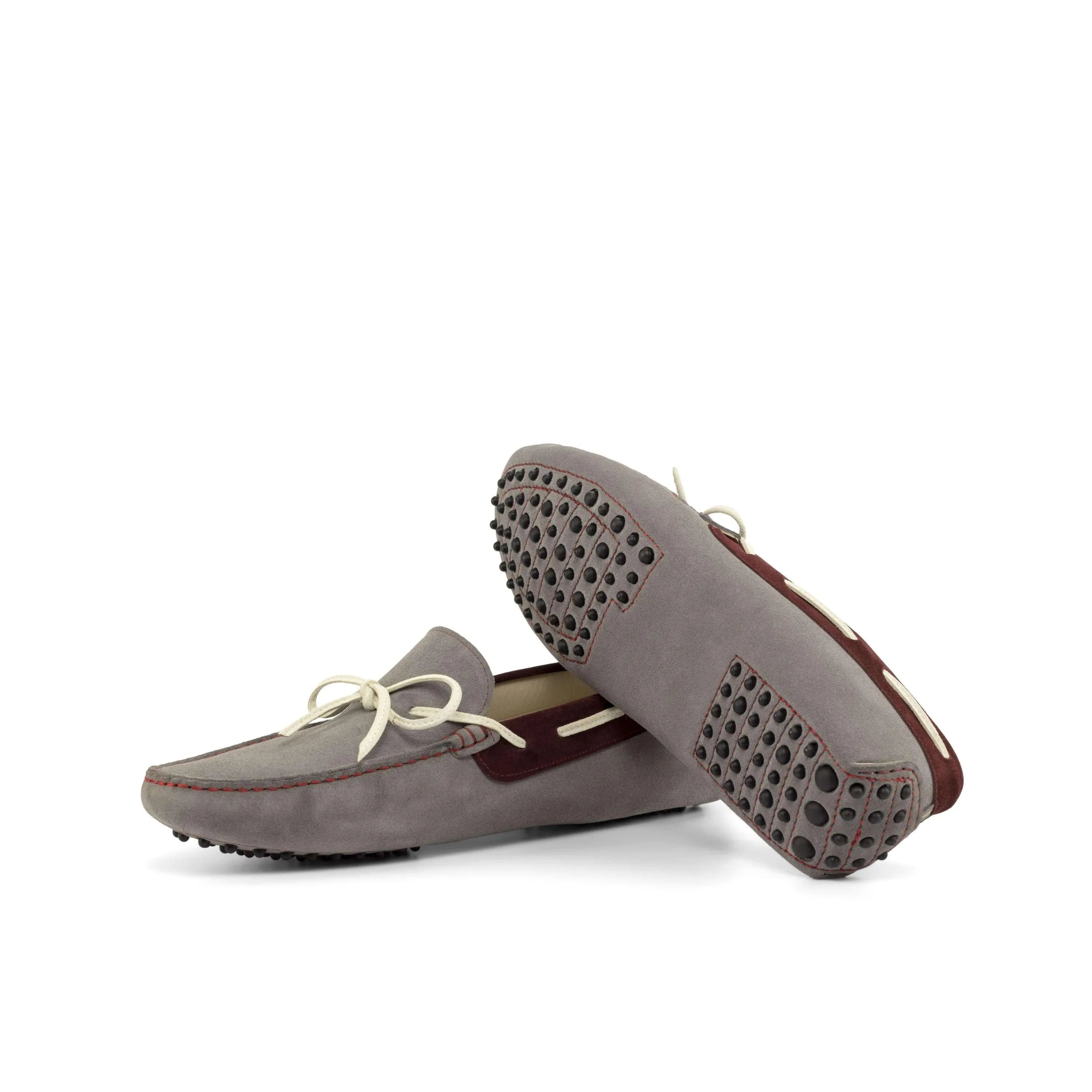 Gray suede 1986 Driver loafers, comfortable driving style for cart