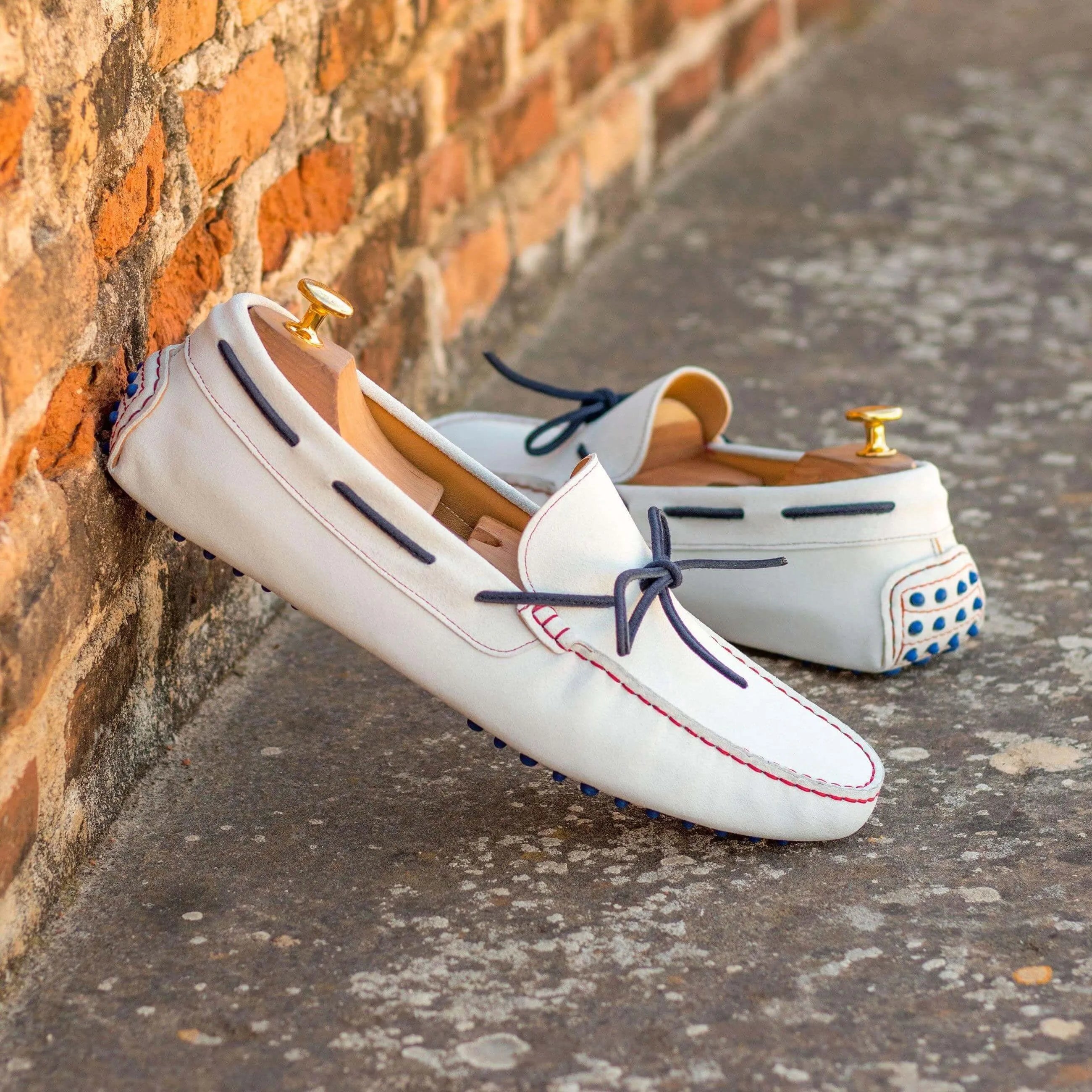 White 1989 Driver II suede driving shoes with rubber soles