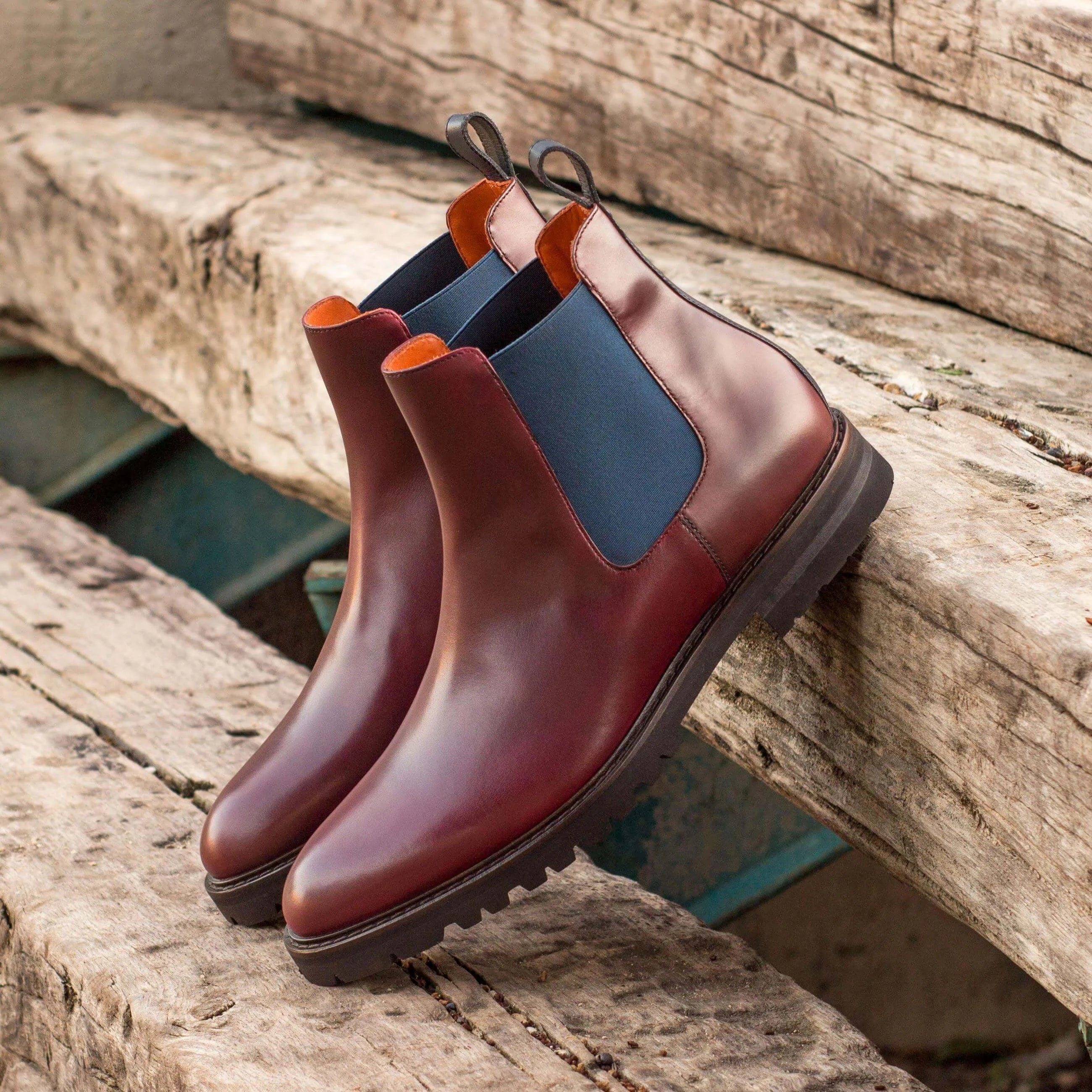 Burgundy leather 45TD Chelsea Boot II back view