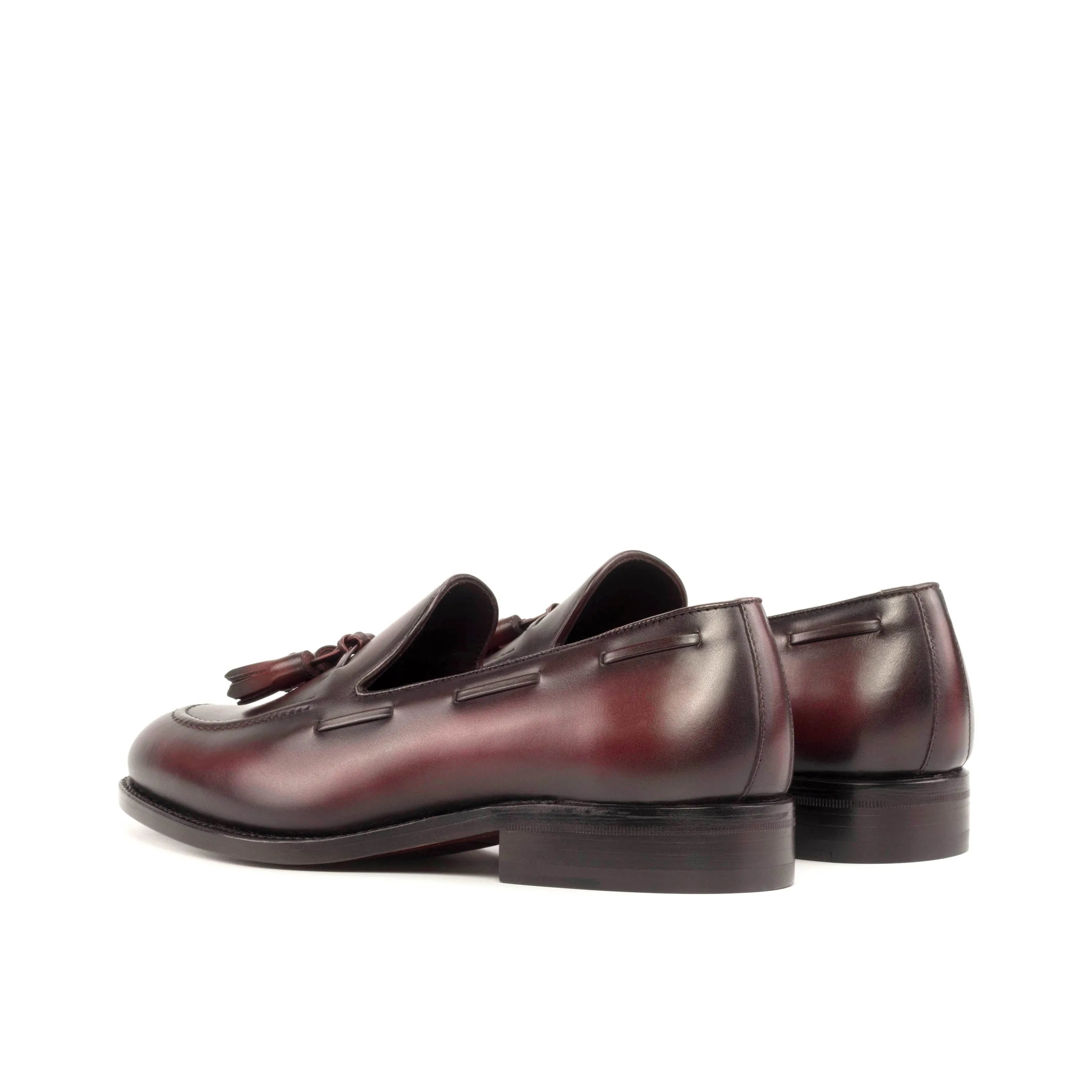 Burgundy leather tassel loafers model 5909 with fast shipping