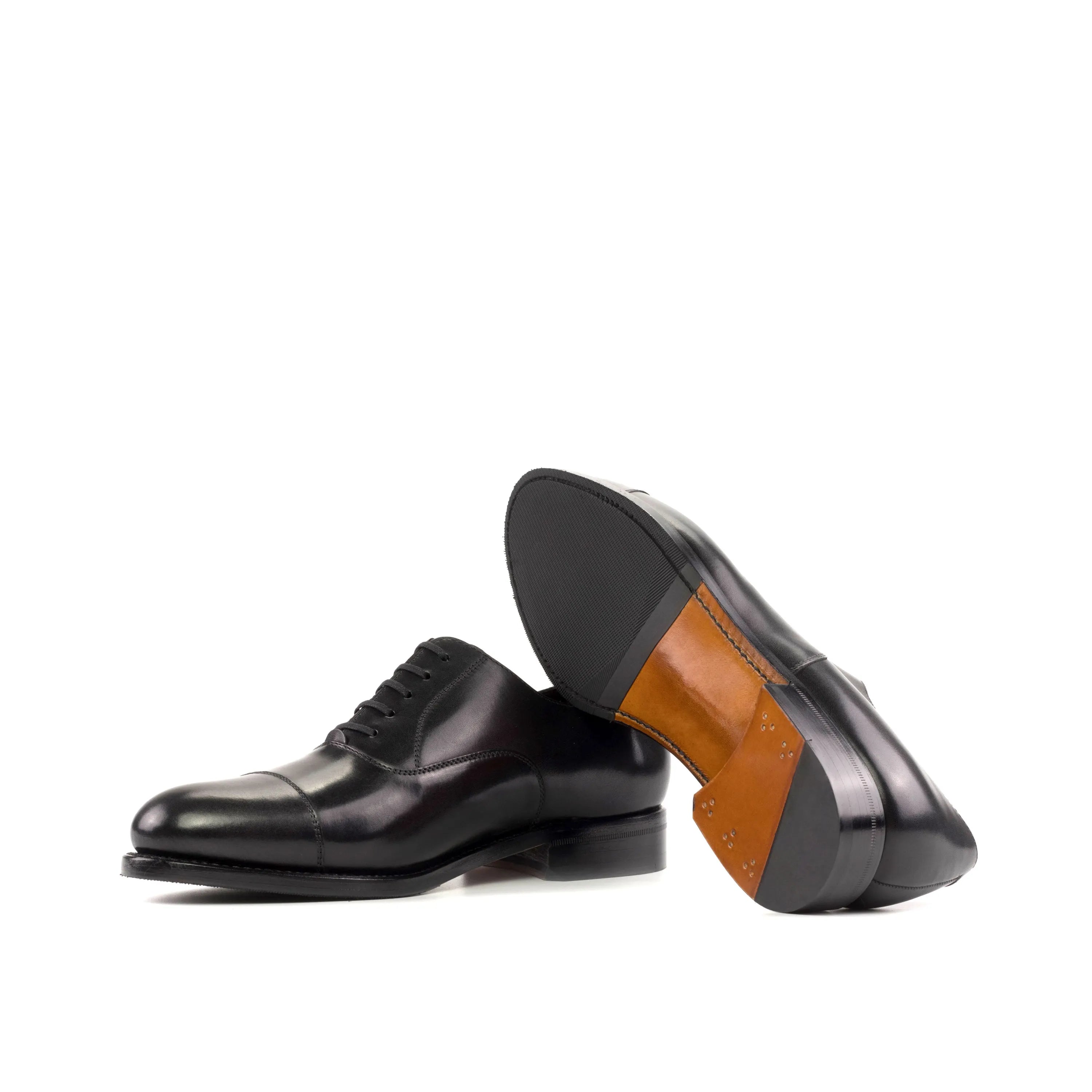 Pair of black leather 5910 Oxford shoes with hand-painted patina