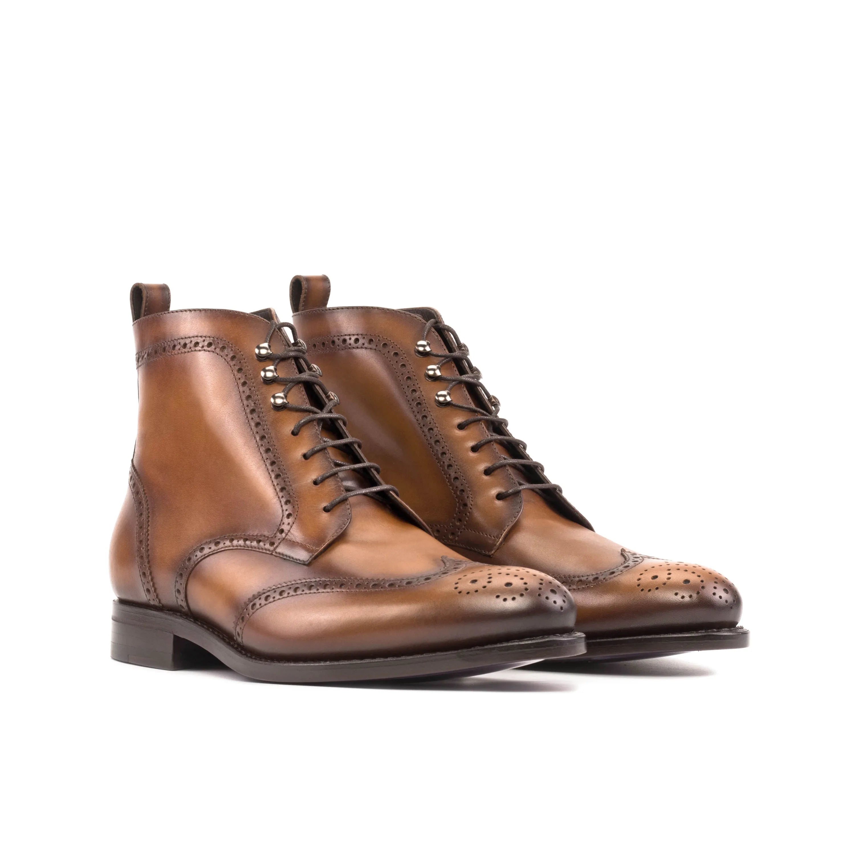 Brown calf leather military brogue boots 5942 Military Brogue Boots back view