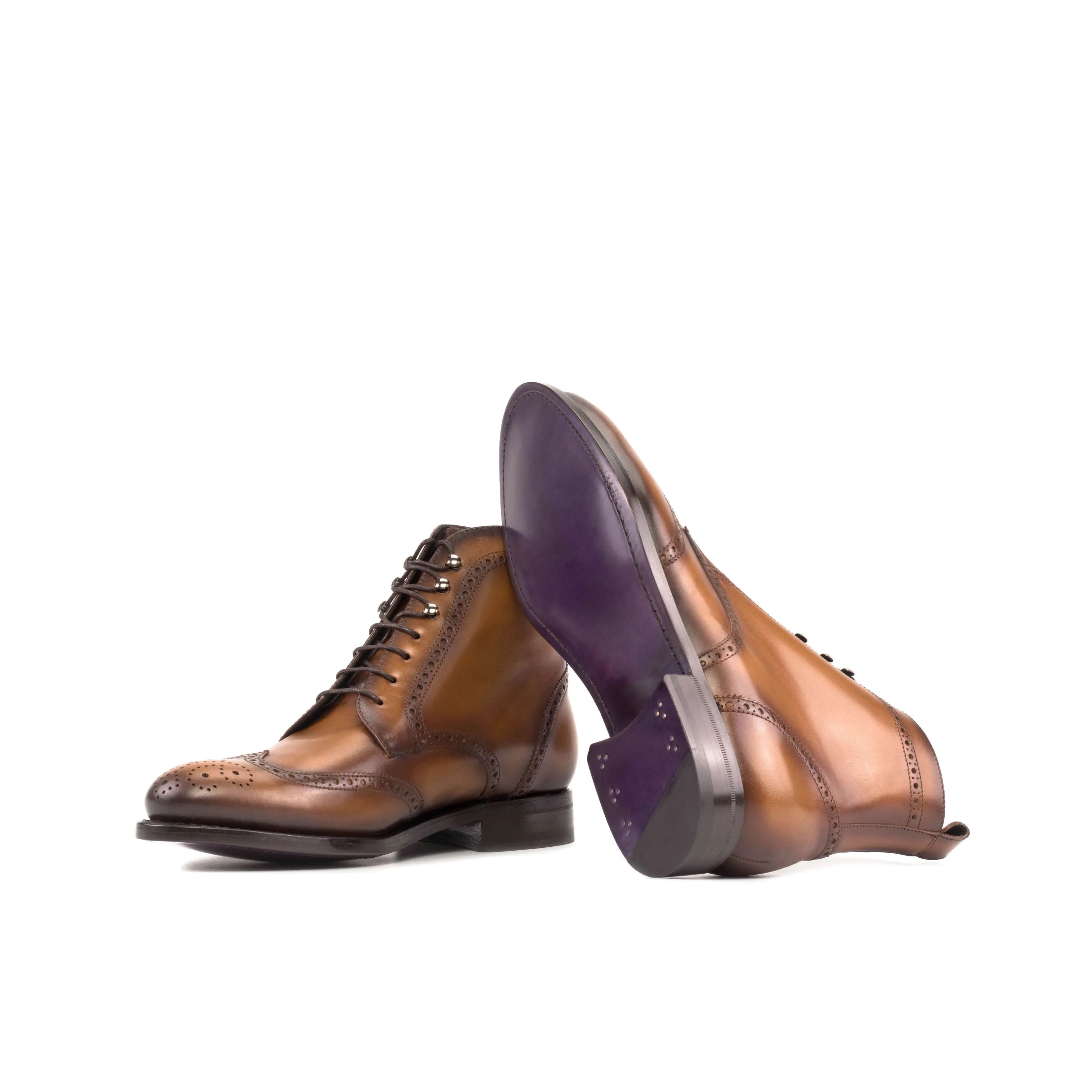 Brown calf leather military brogue boots 5942 Military Brogue Boots