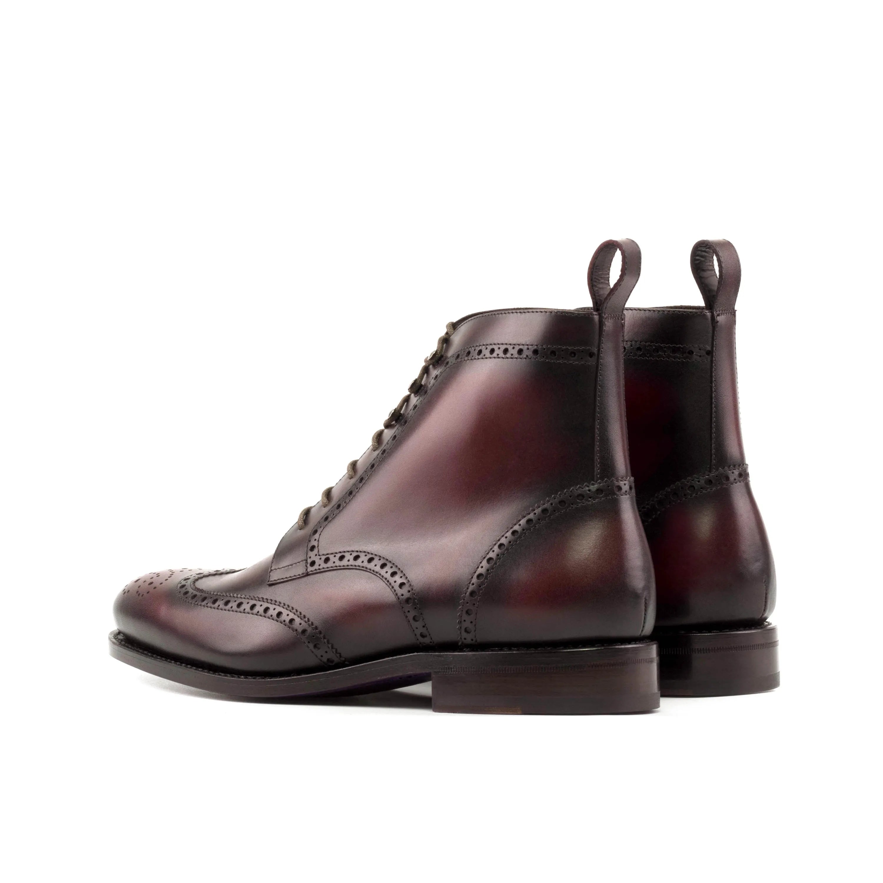 Burgundy calf leather military brogue boots 5956 Military Brogue Boots