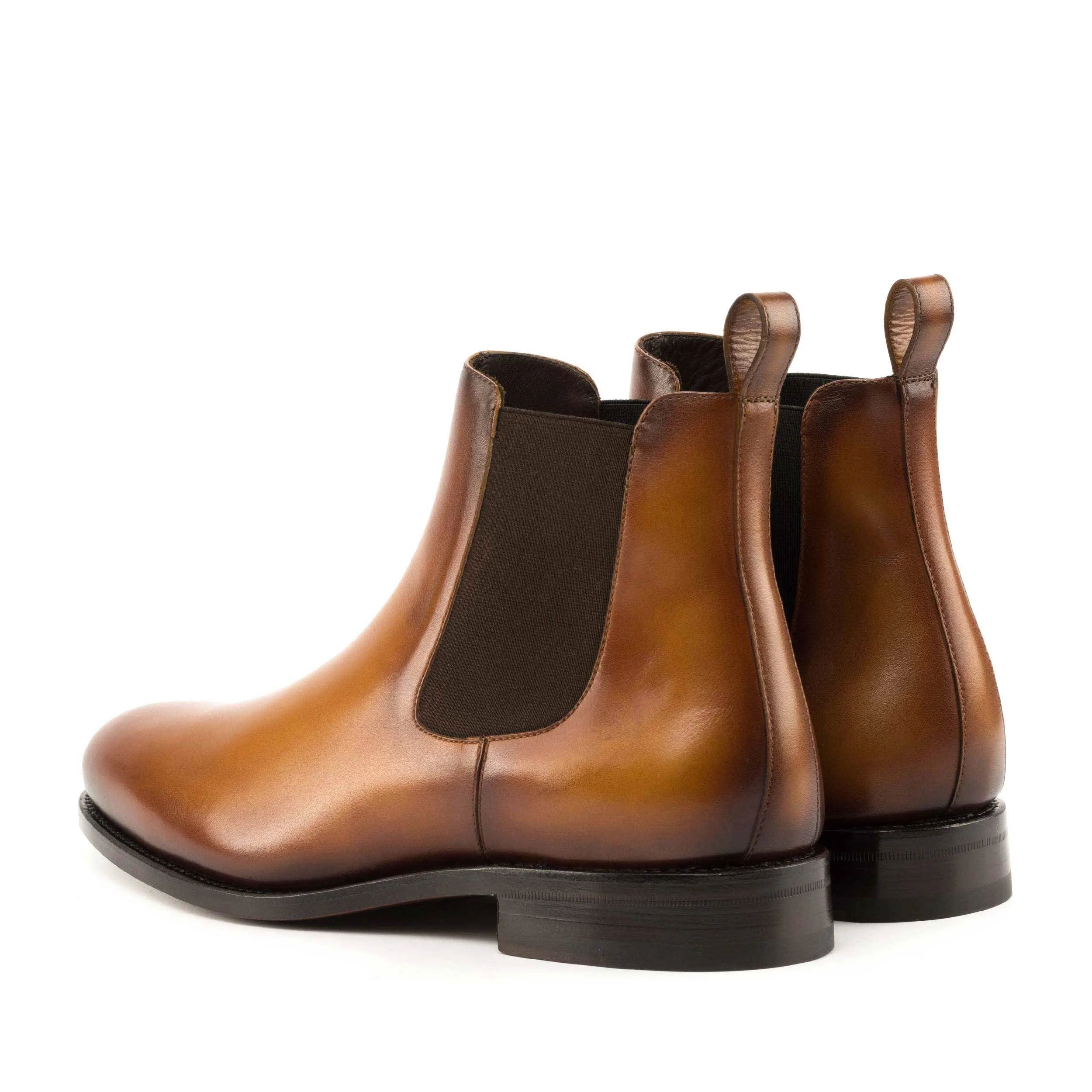 Pair of brown calf leather Chelsea boots 6009 for men