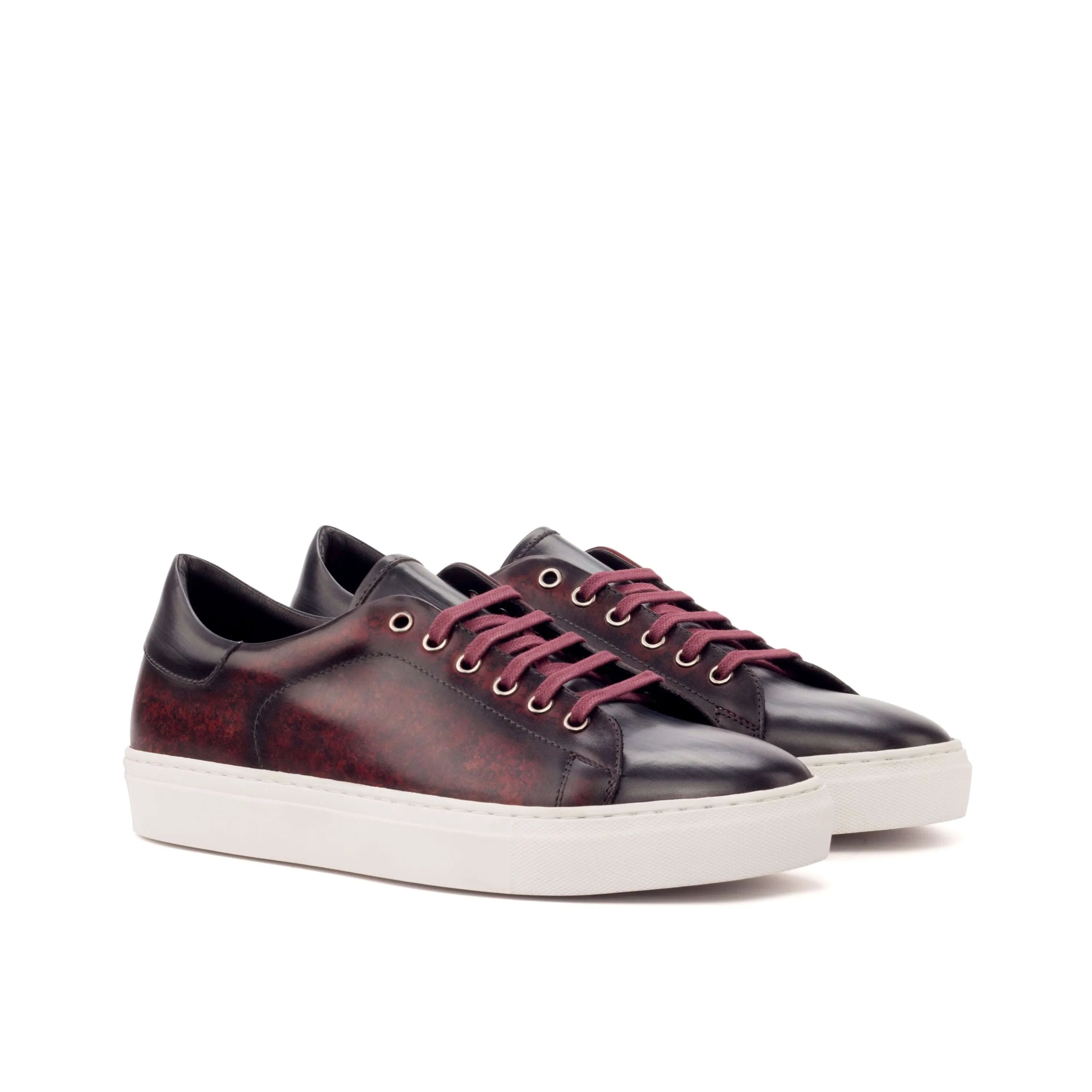 Burgundy leather Abril Trainer Patina Sneaker II with crust patina