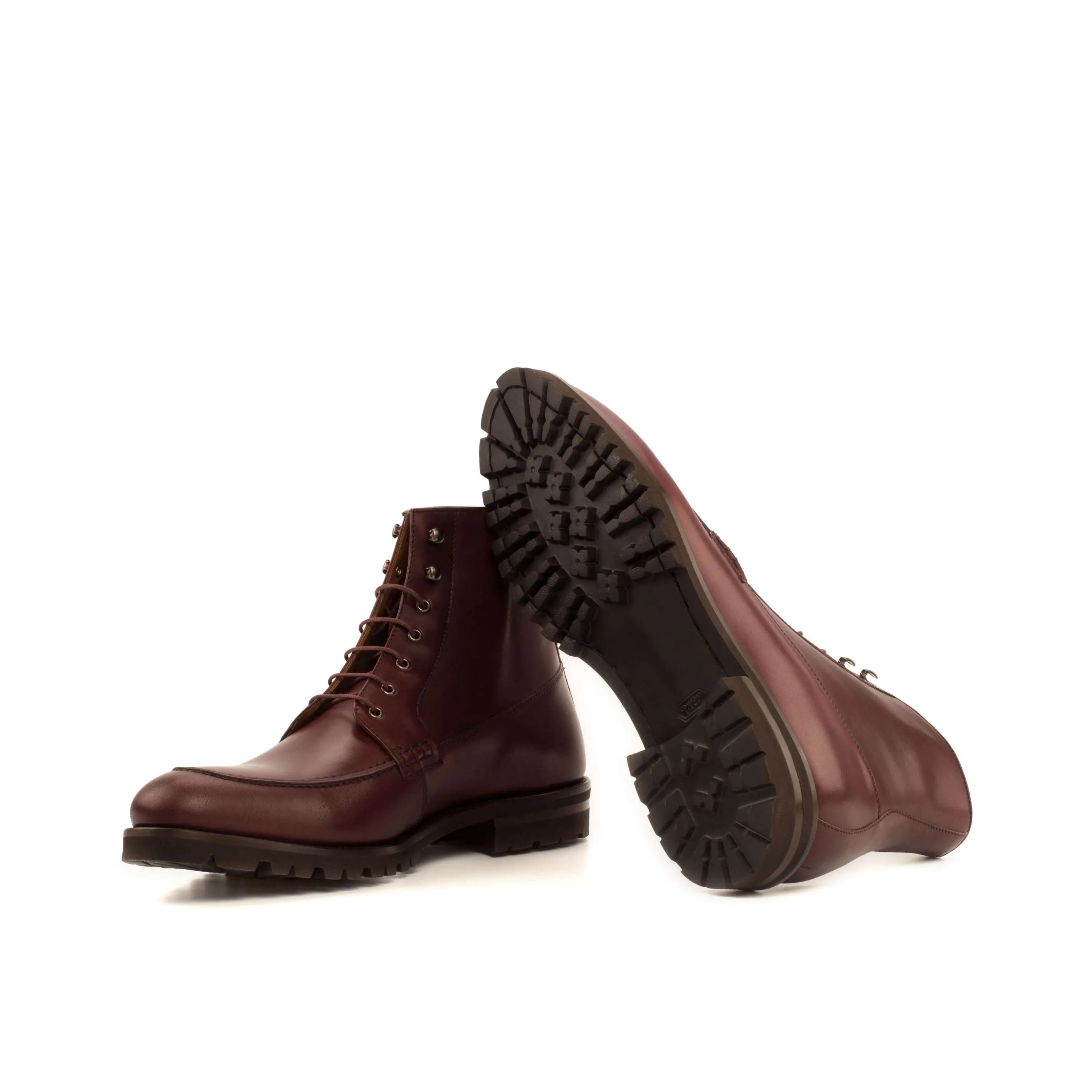 Abrilio moc boot: pair of brown leather lace-up boots