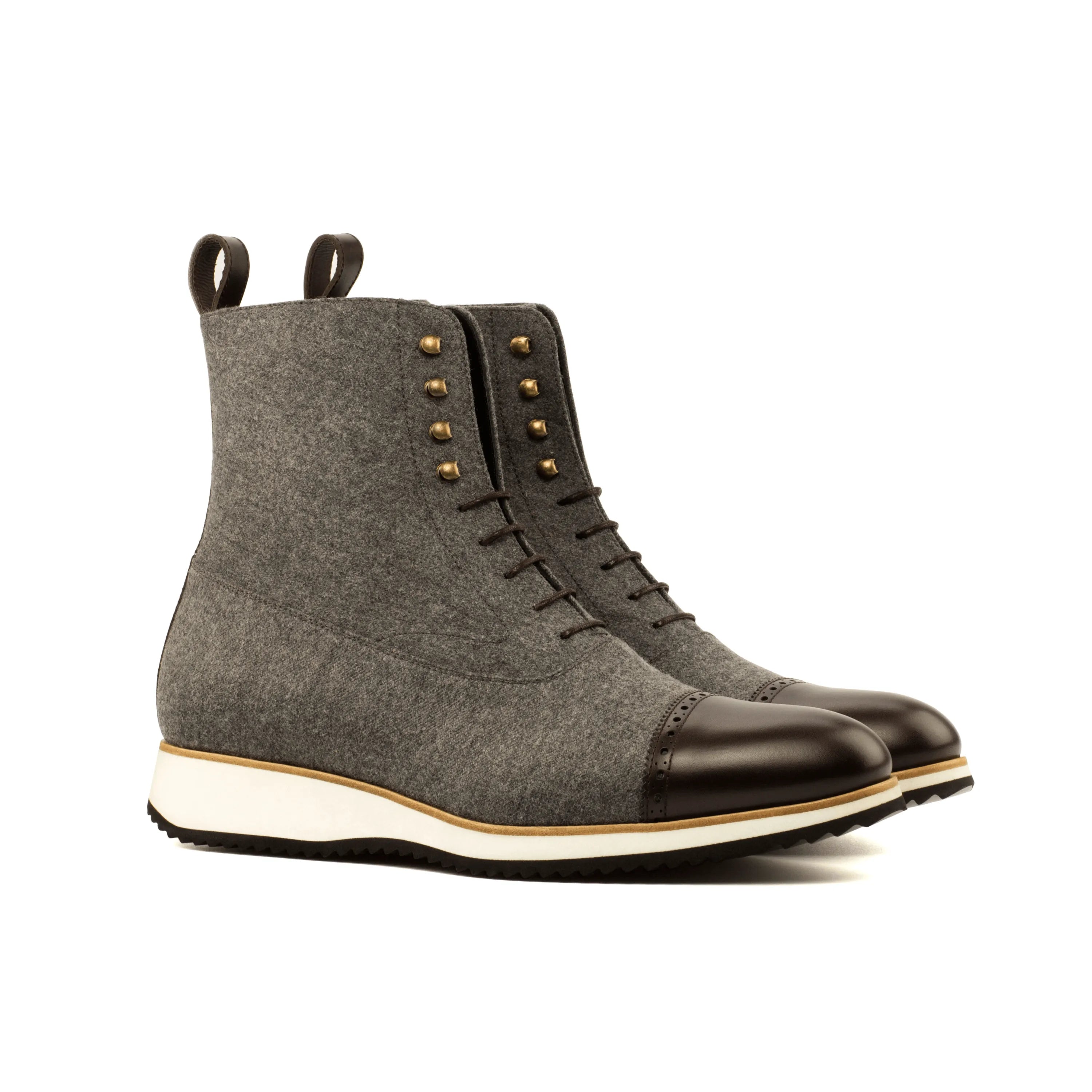Gray Achilles Balmoral Boots II felt lace-up balmoral boots