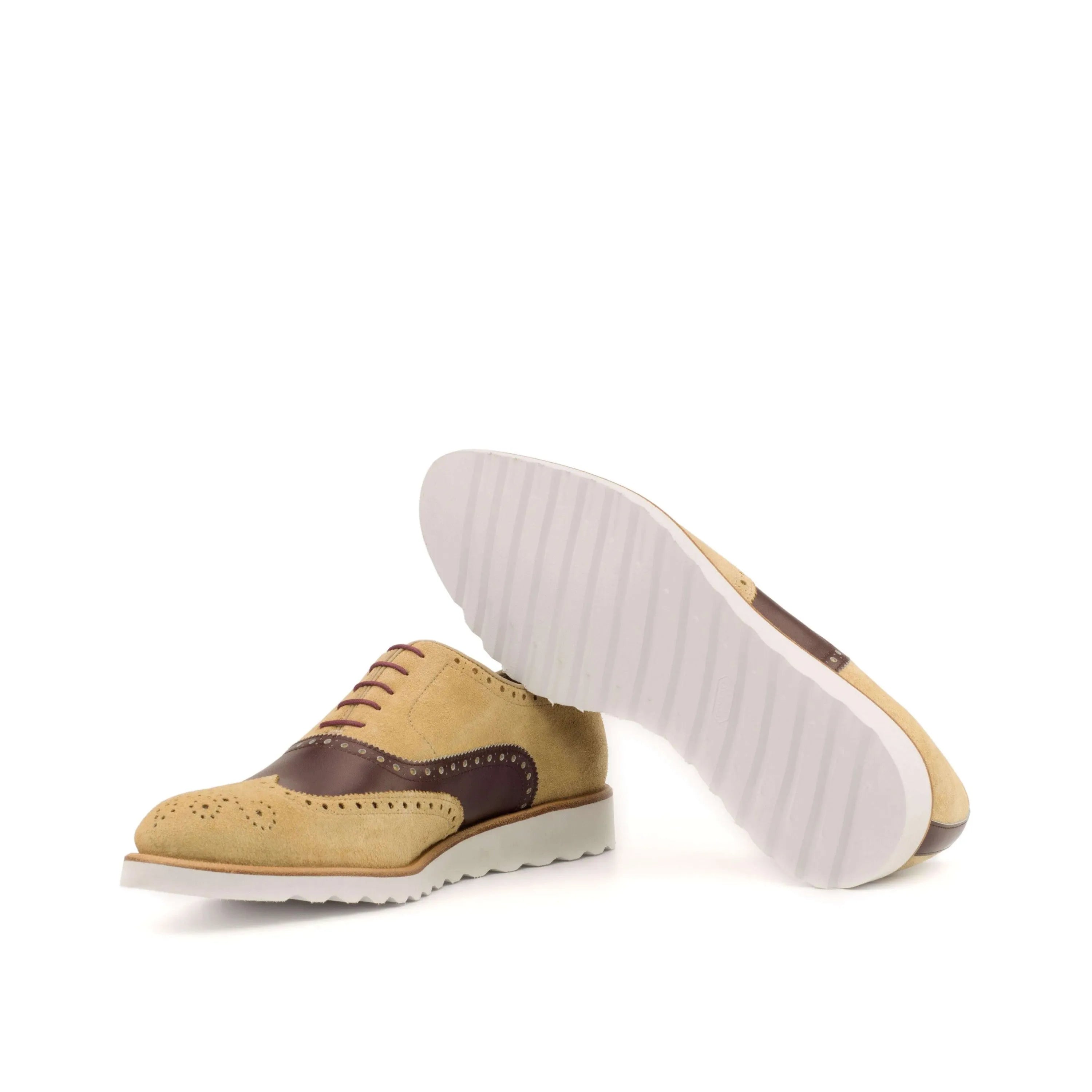 Adahy Full Brogue II two-tone leather wingtip shoes with rounded toe