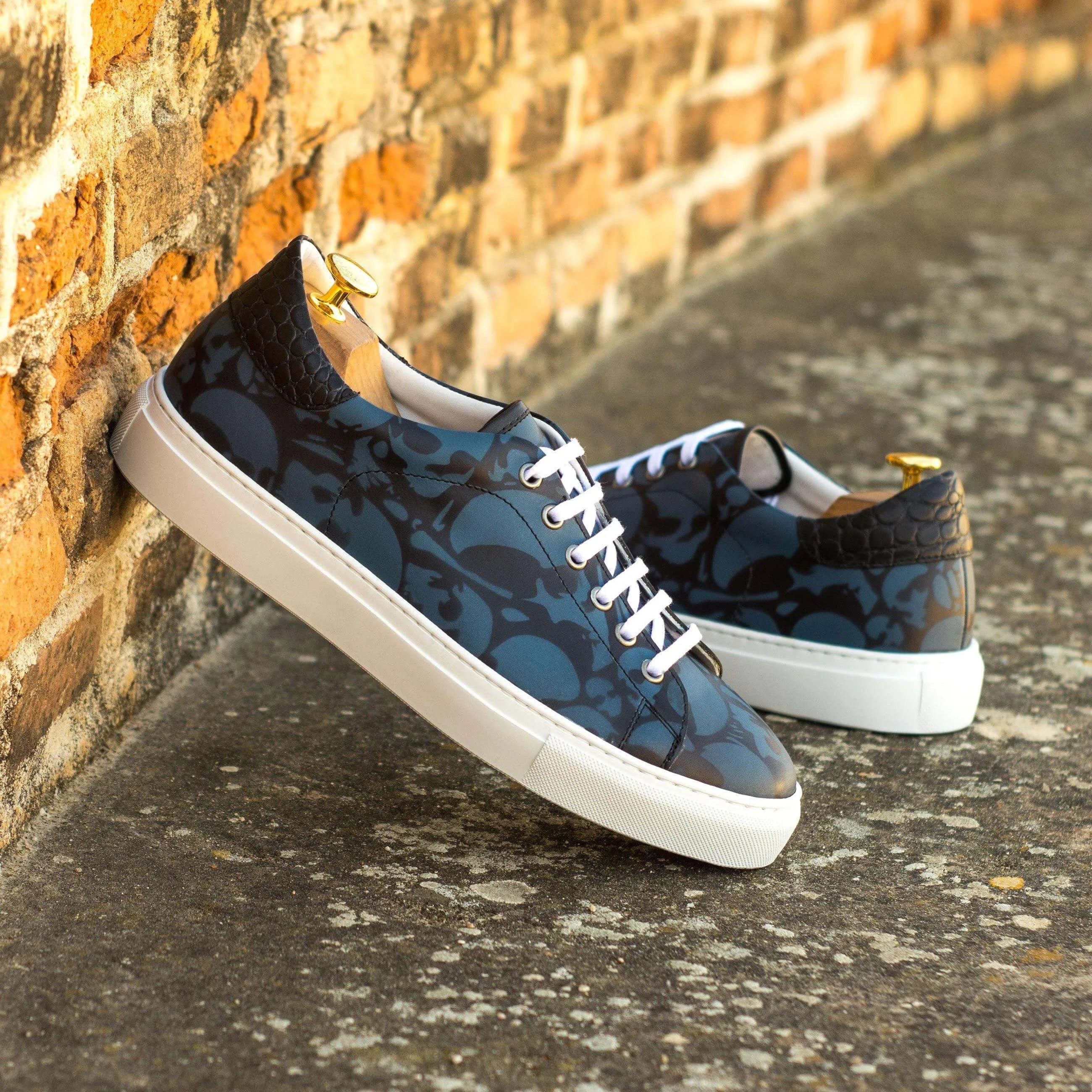 Patterned blue leather Adramalish Trainer Sneaker II cupsole trainer