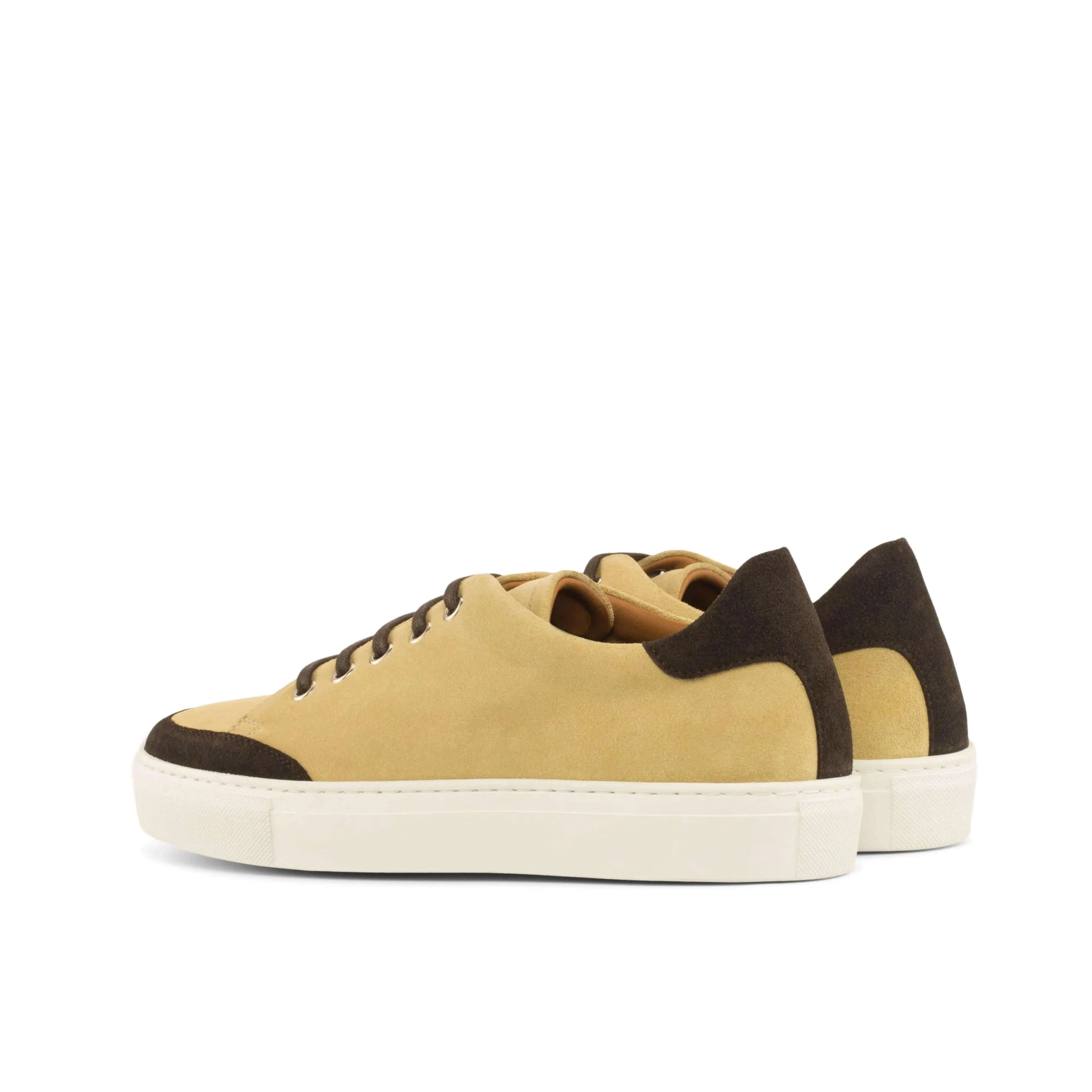 Adrianas ladies tennis sneaker II in tan and brown lux suede