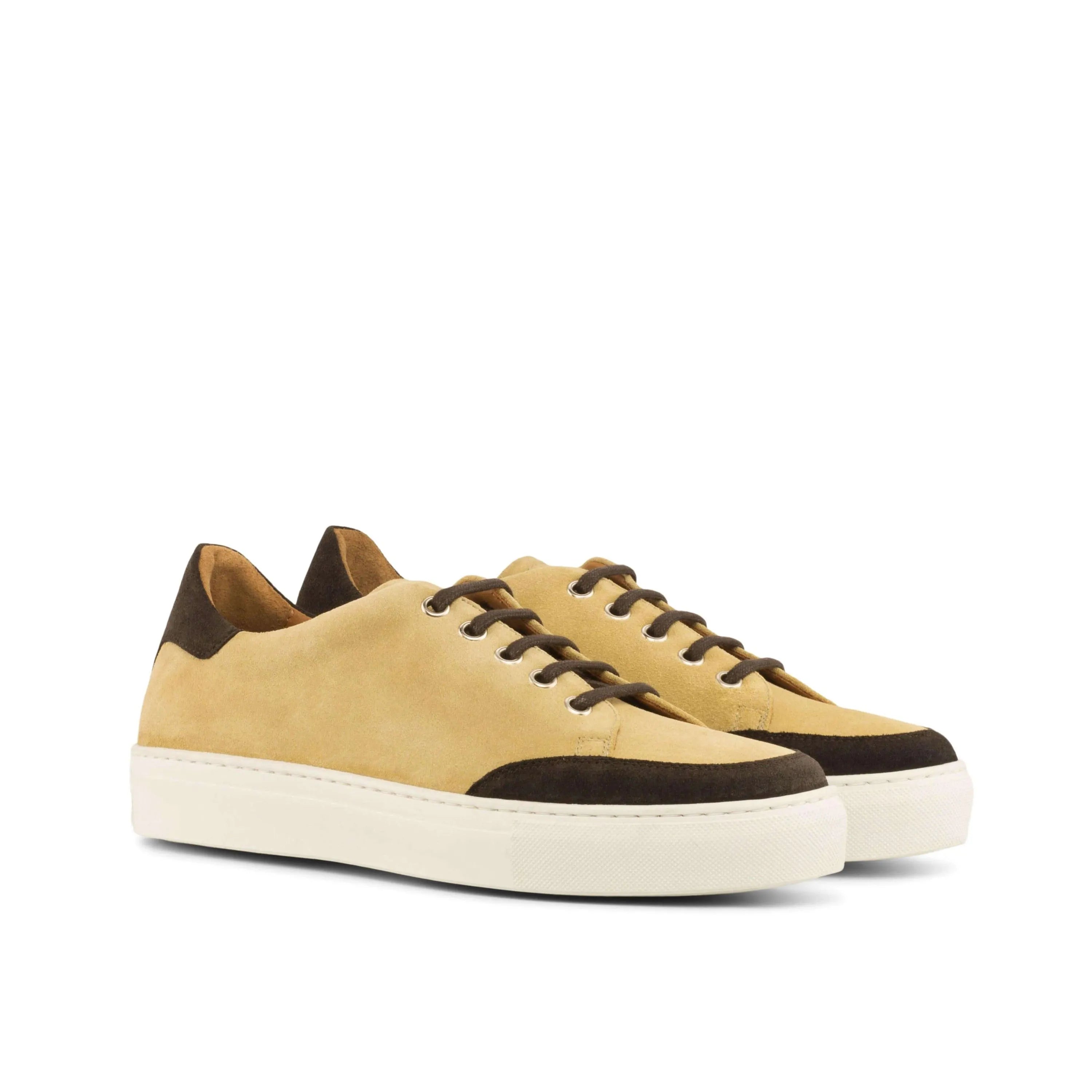 Adrianas ladies tennis sneaker II in tan and brown lux suede