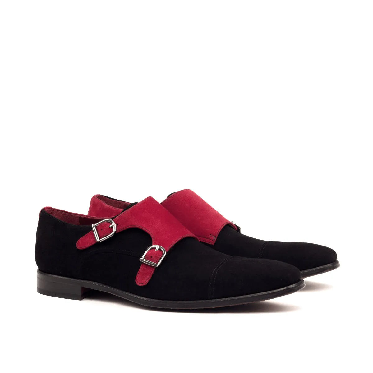 Aias Double Monk II black and red double monk strap shoes
