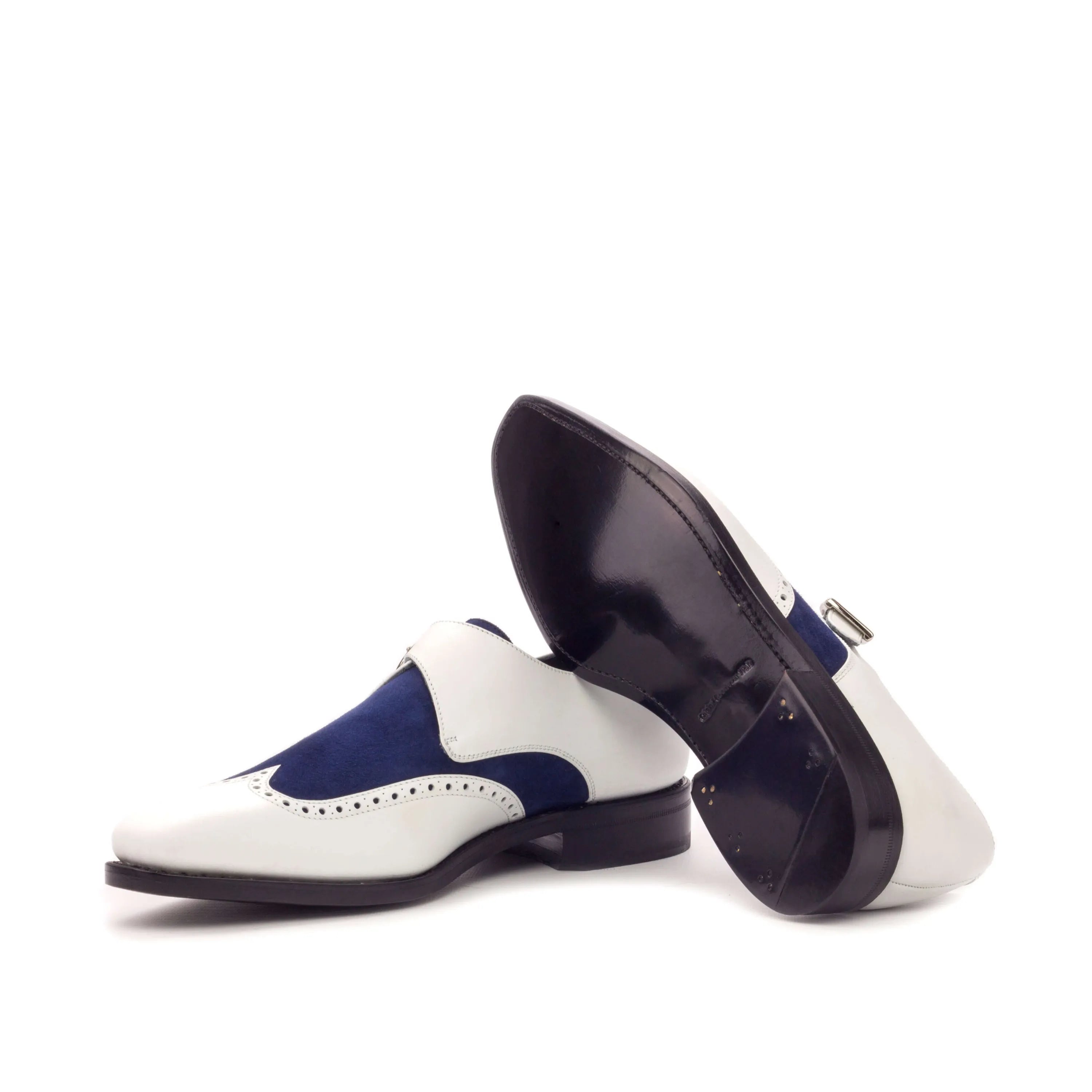 Aja single monk shoes in white and blue leather