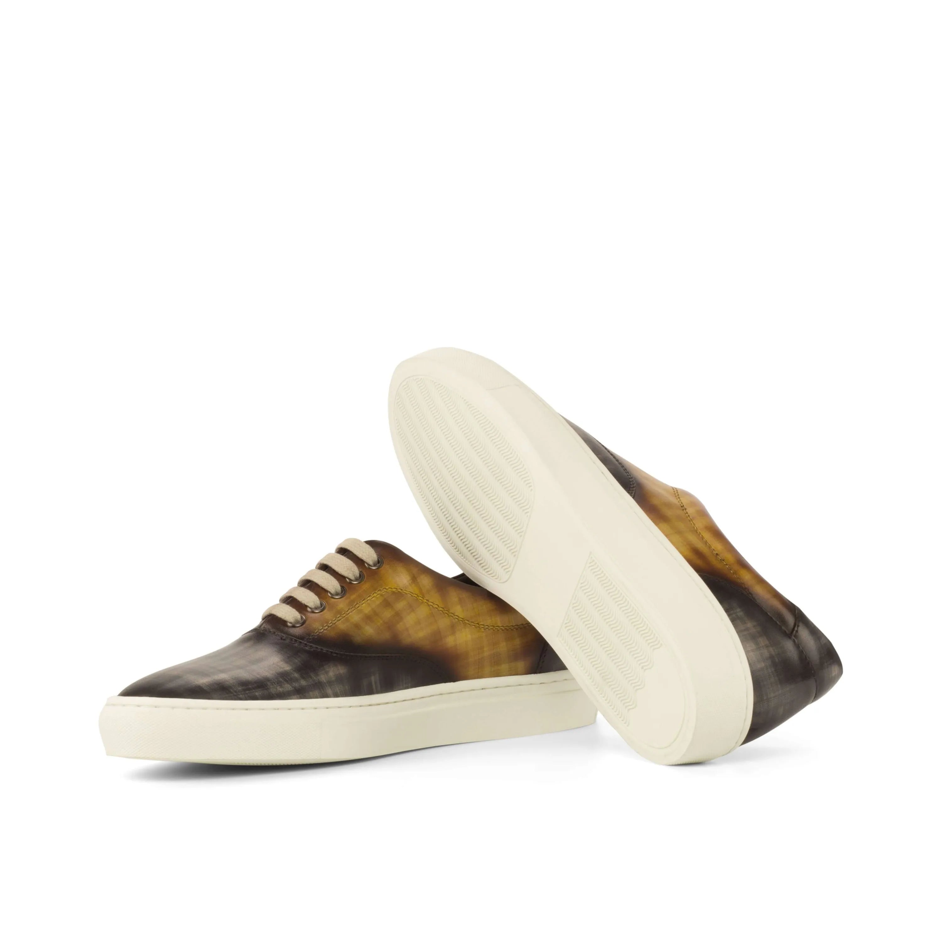 Alex Top Sider patina sneaker with two-toned leather and crust patina