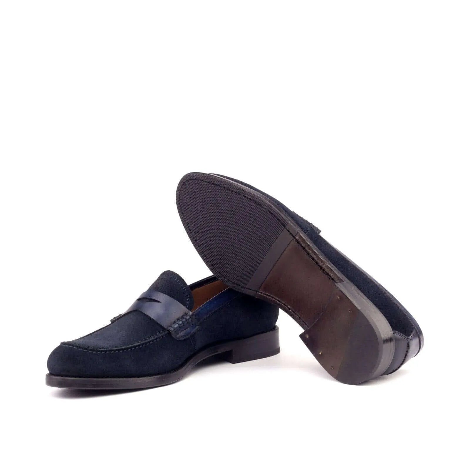 Alis ladies loafers navy suede penny style back view