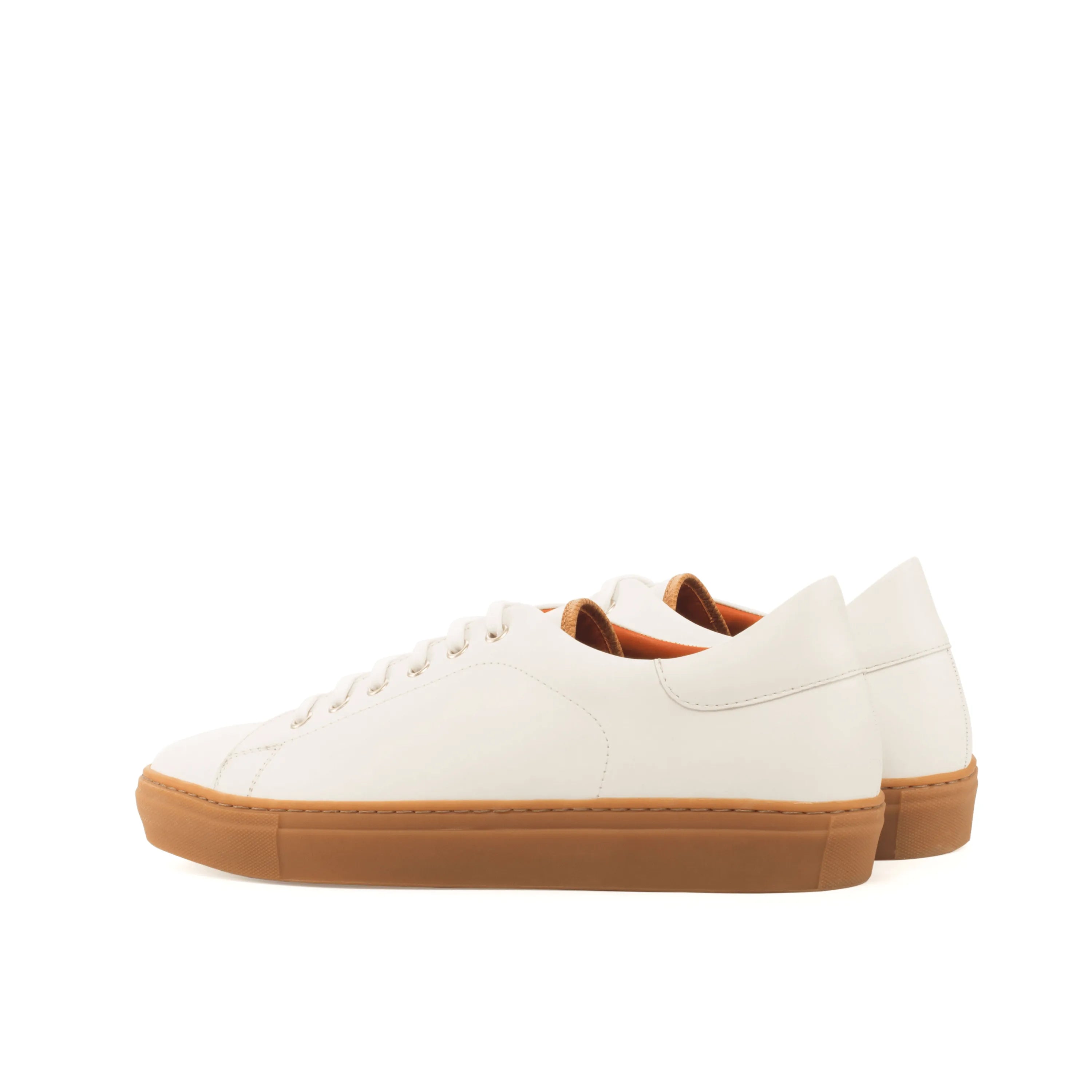 White Alon Trainer Sneaker with brown soles and cupsole design