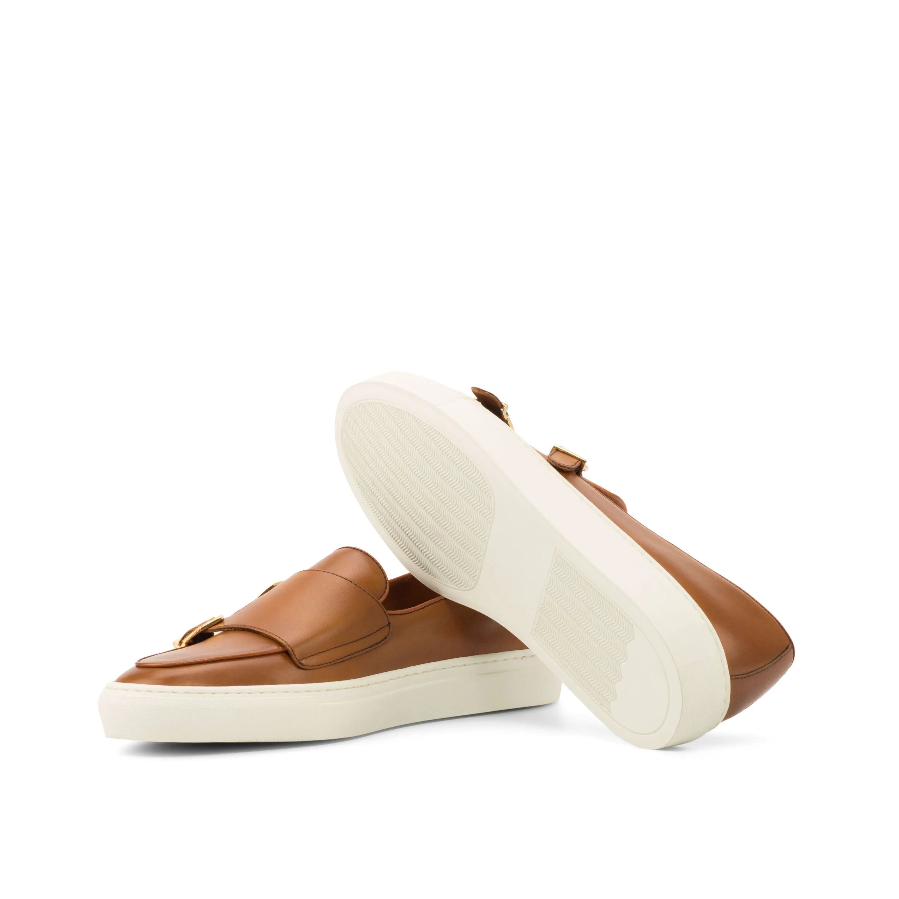 Alriva monk sneaker: brown leather monk strap sneakers