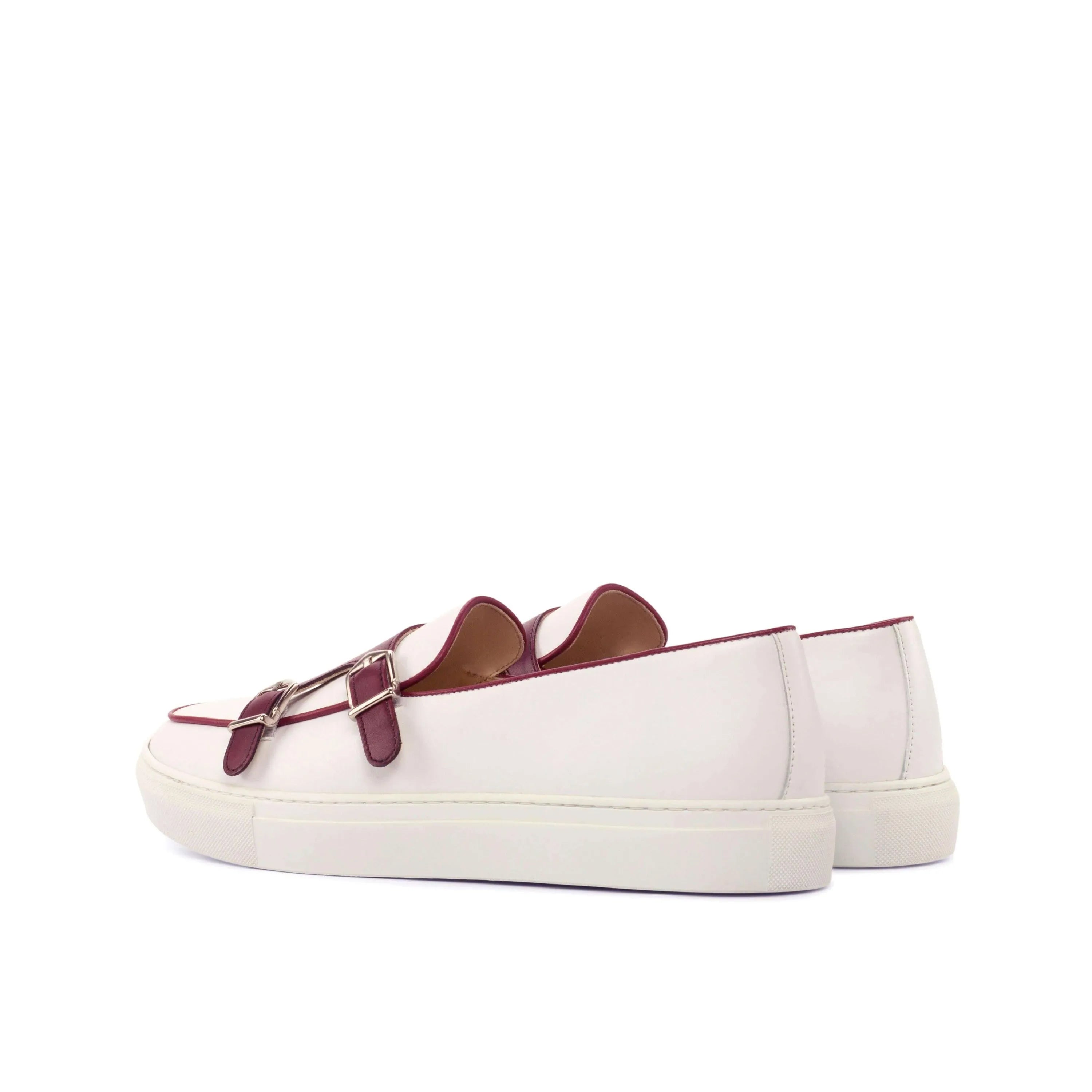 White leather Andrew81 monk sneaker II double monk strap back view