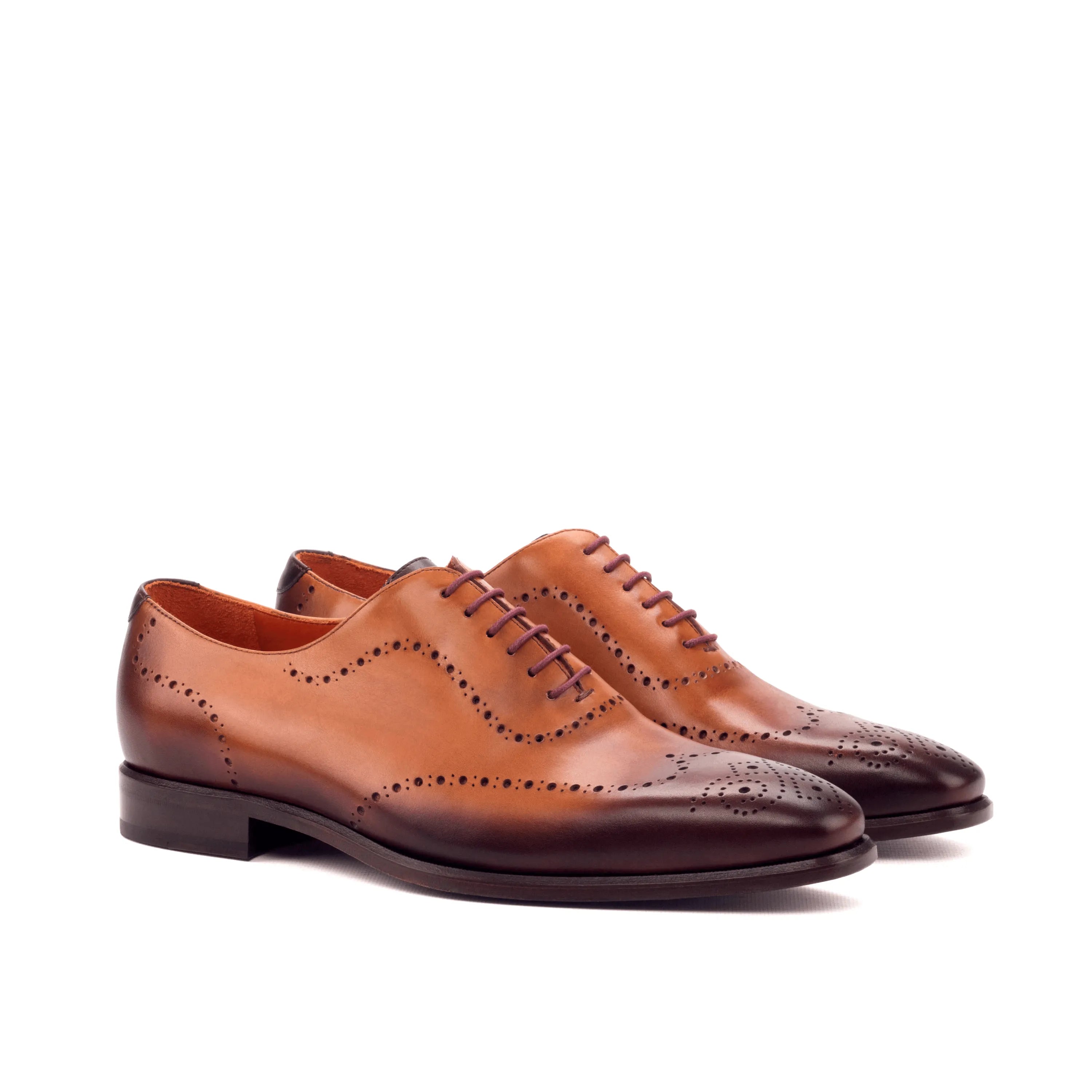 Brown leather wingtip Andrios wholecut shoes II back view