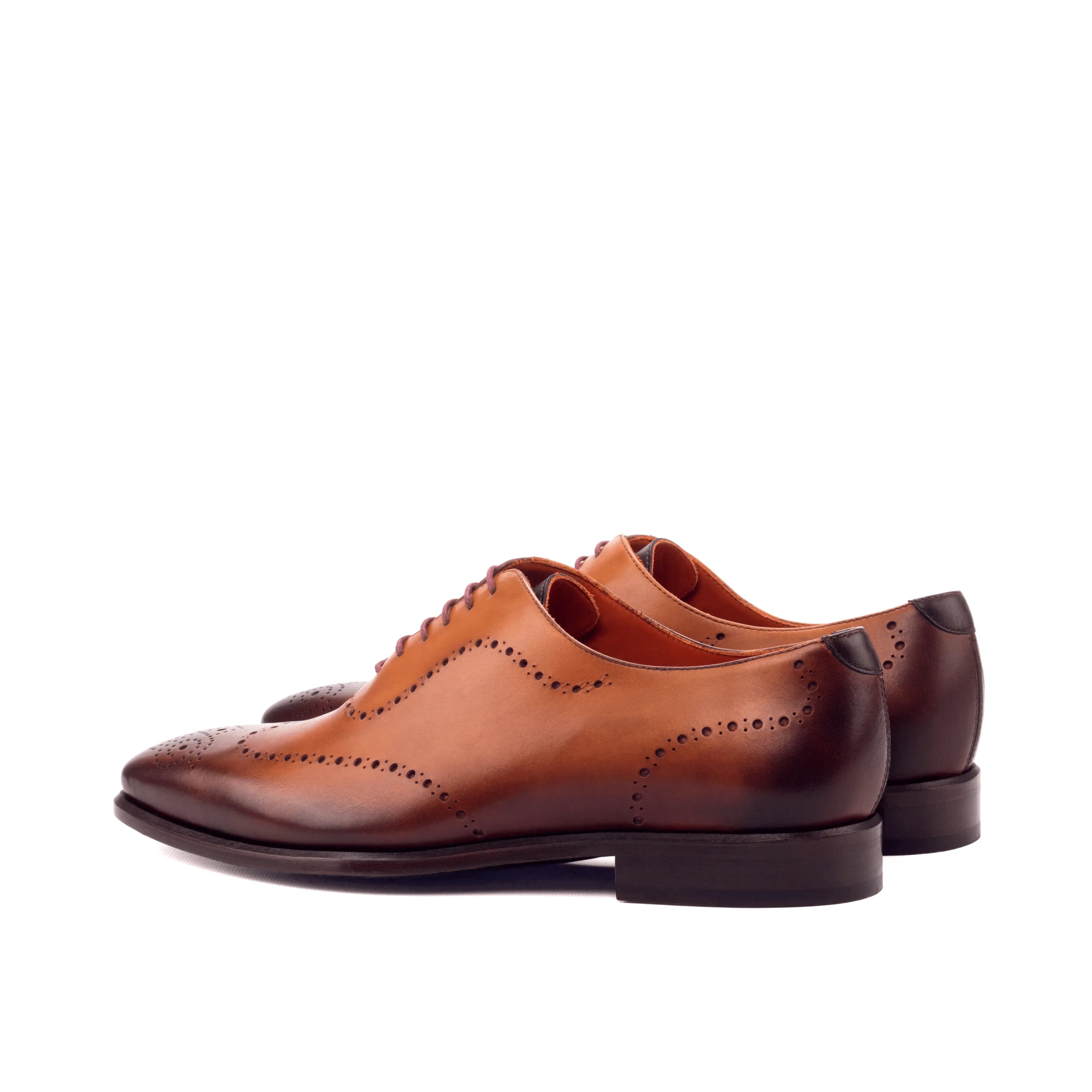 Brown Andrios wholecut shoes in leather, back view