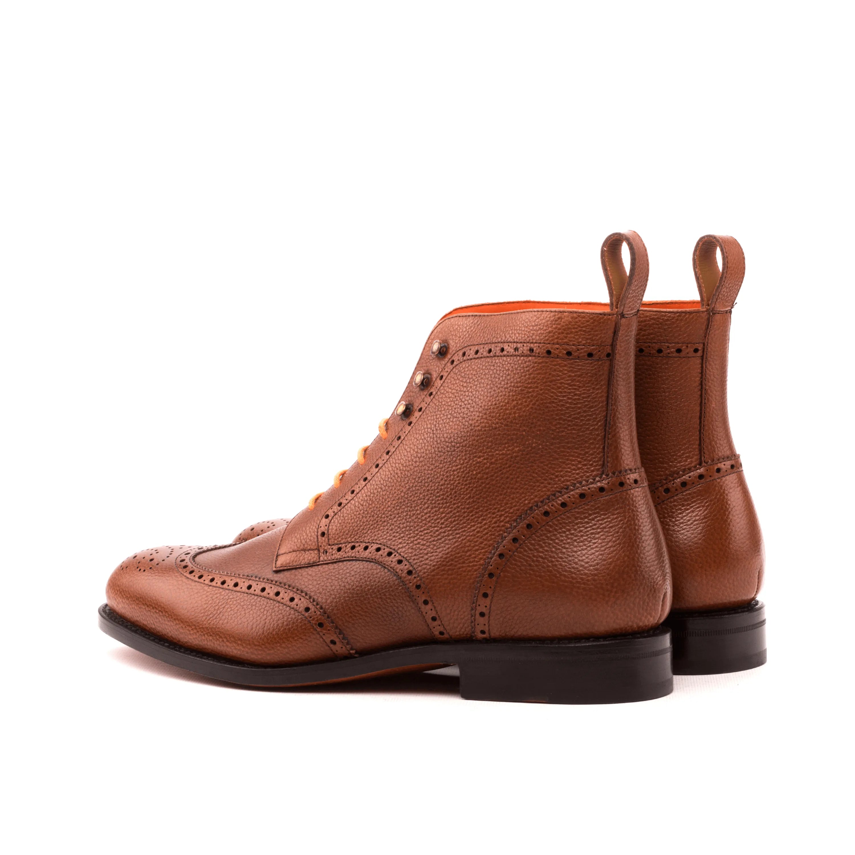 Brown leather Aram Military Brogue Boots II wingtip detail