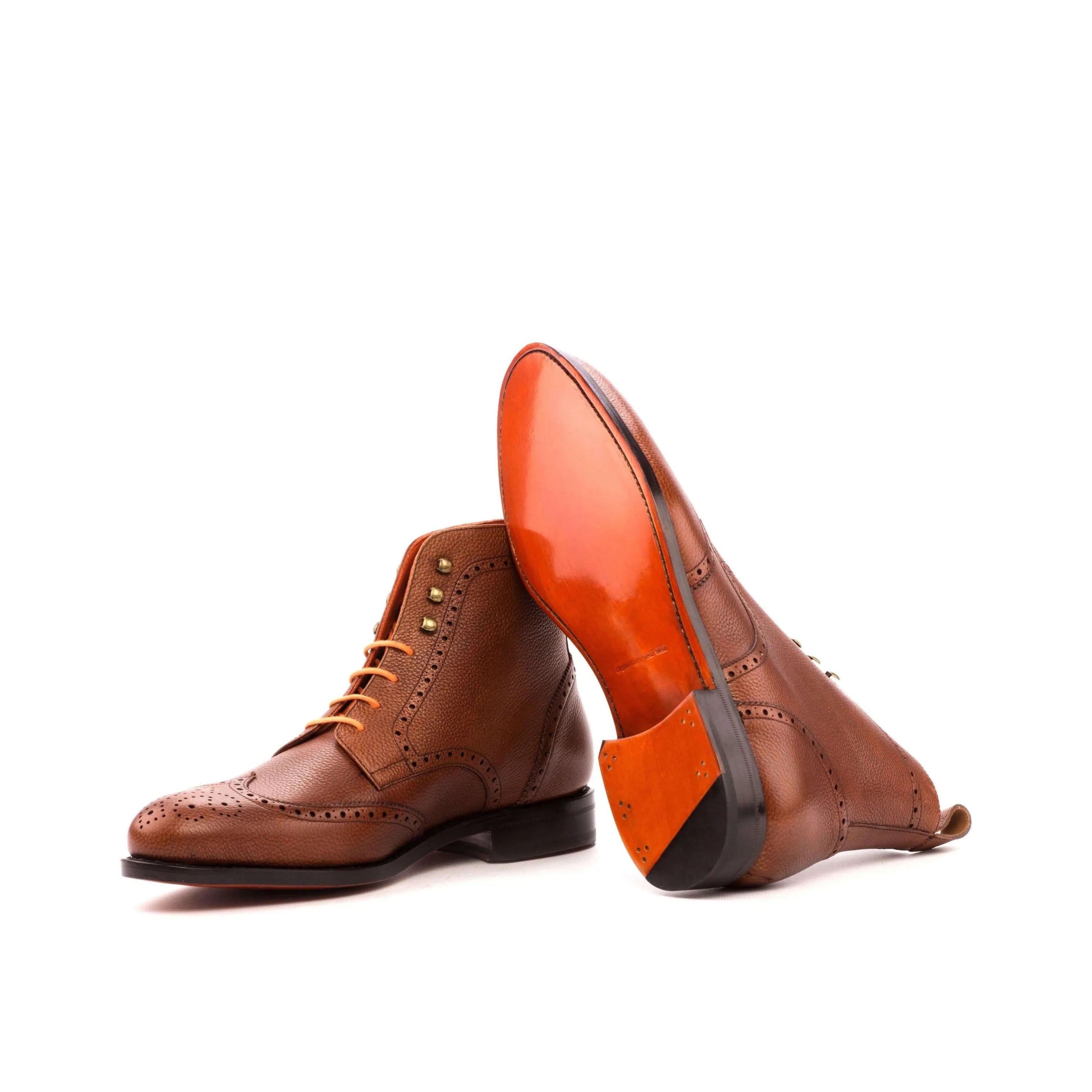 Brown leather Aram Military Brogue Boots II wingtip detail