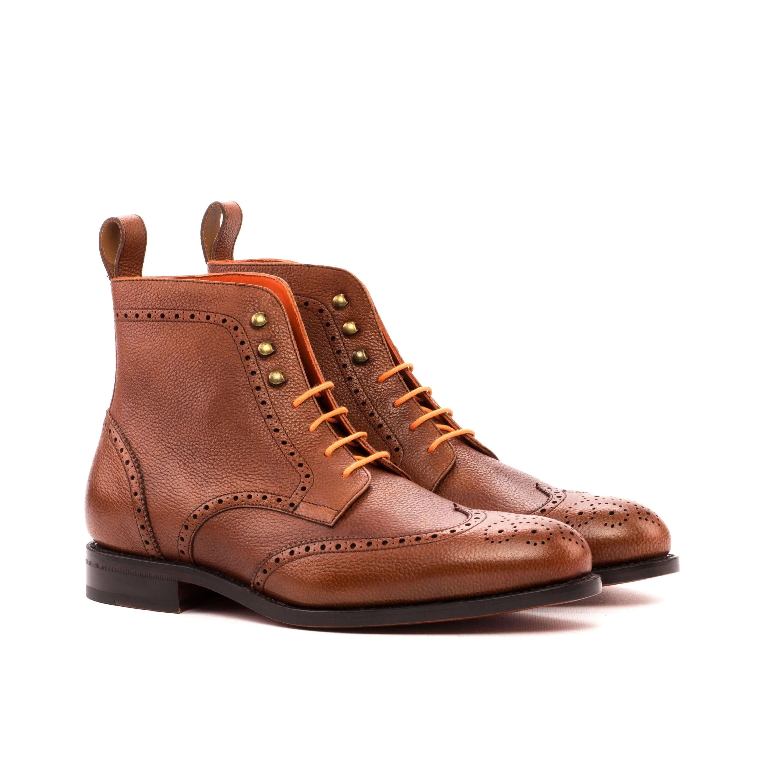 Brown leather Aram Military Brogue Boots II wingtip detail