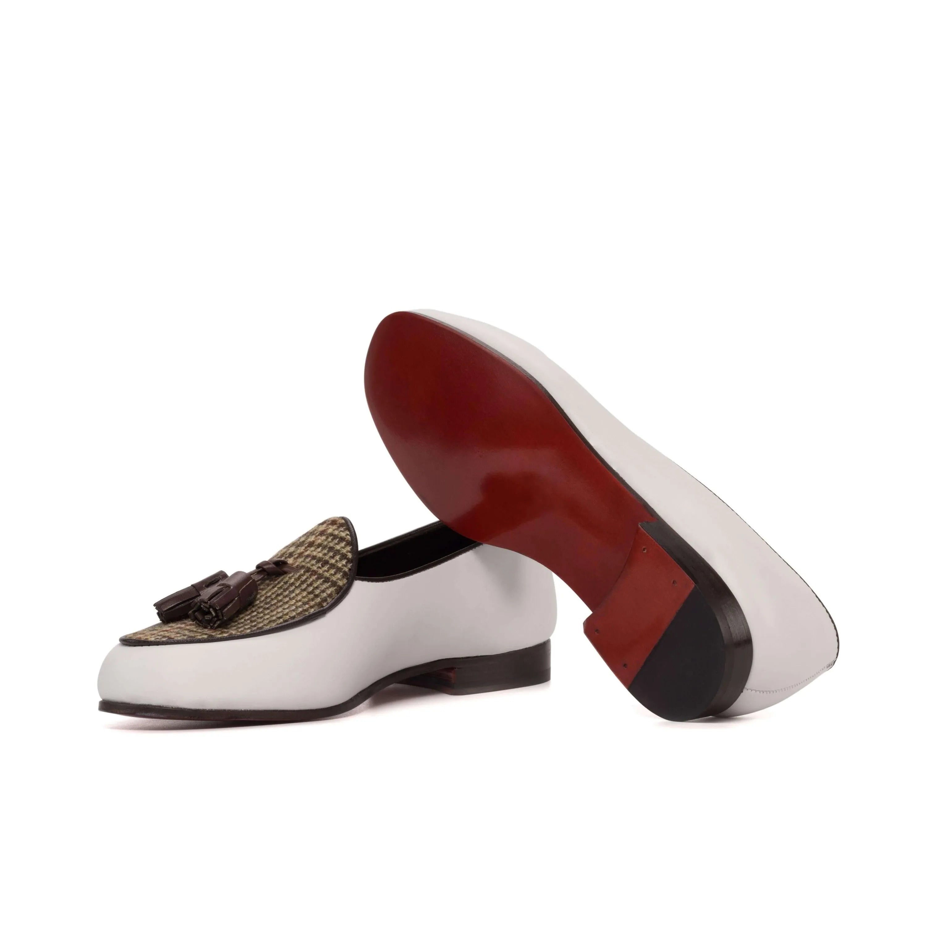 White leather tassel Aristo Belgian Slipper loafers