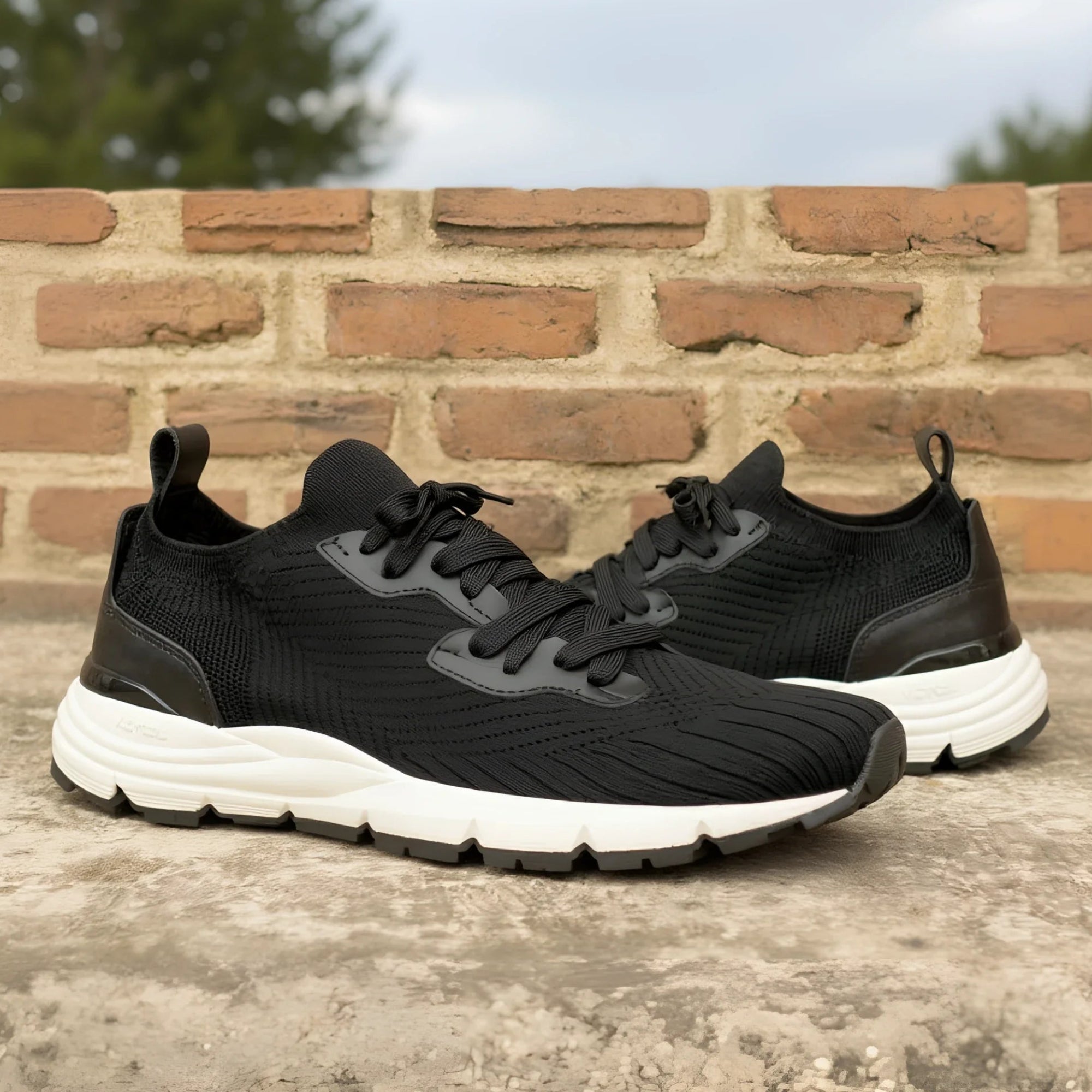 Black Armadillo knit twilight trainer sneaker with white cupsole