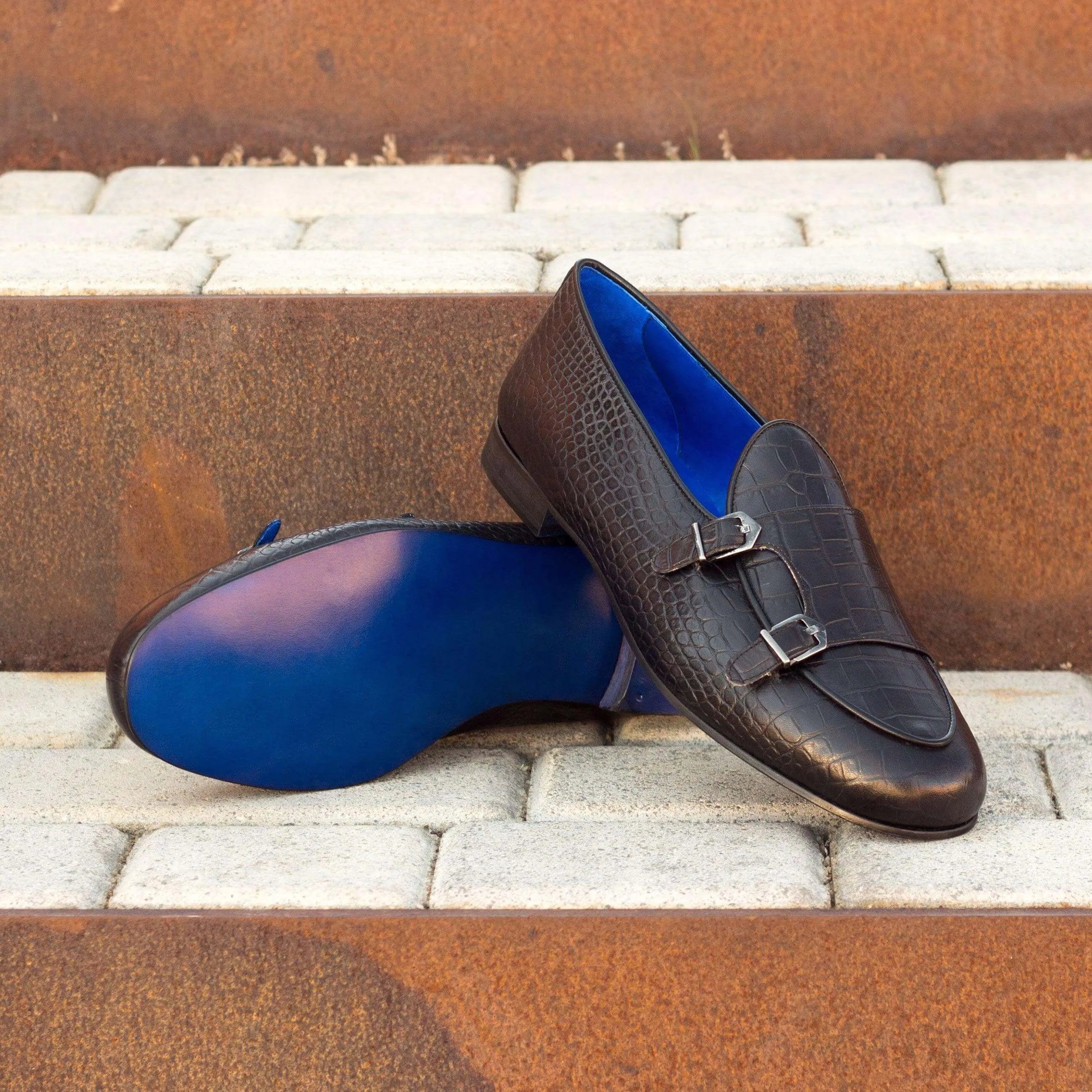 Back view of Asafa Belgian Monk Slipper II in brown calf leather