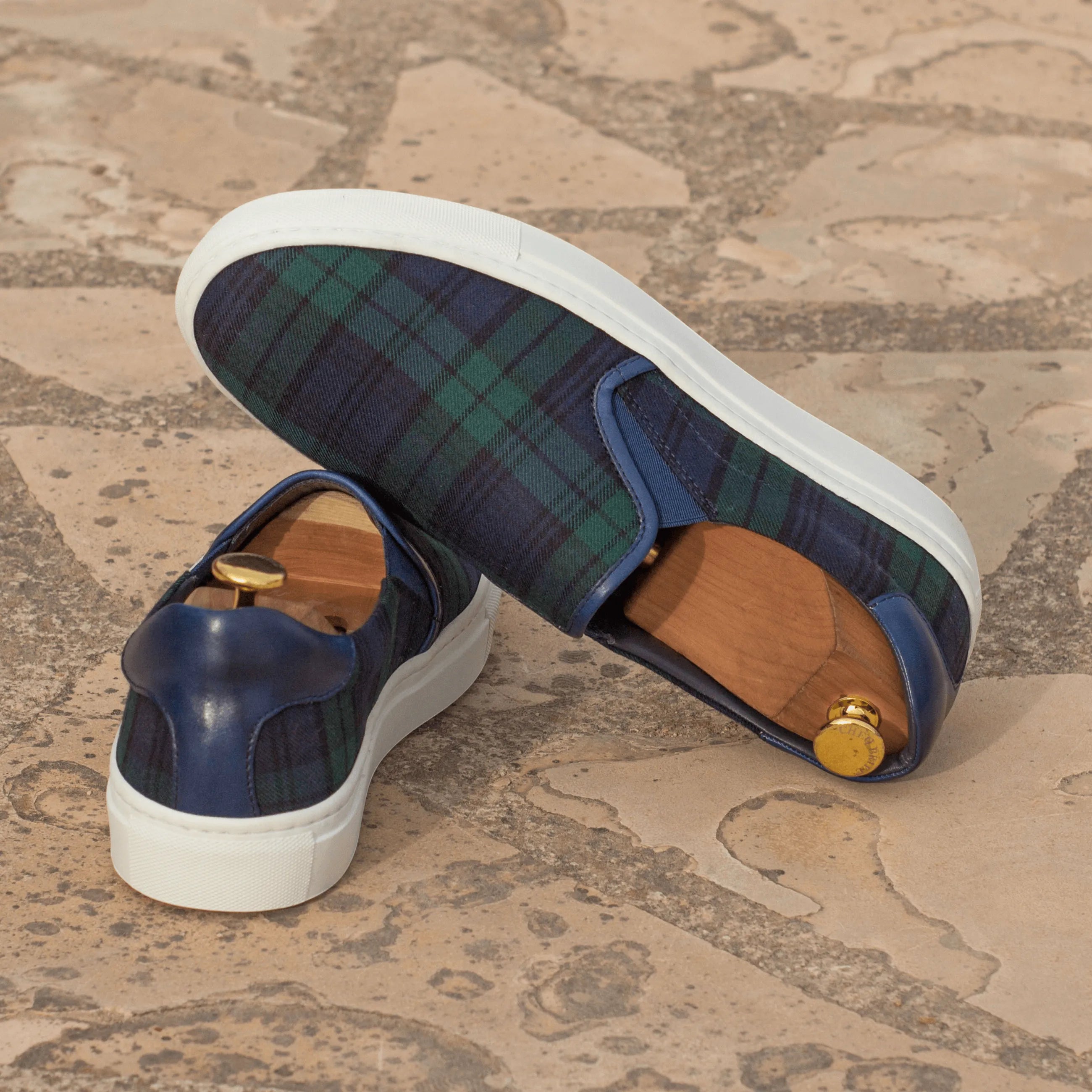 Askook slip-on sneakers in plaid with luxury hand-painted patina