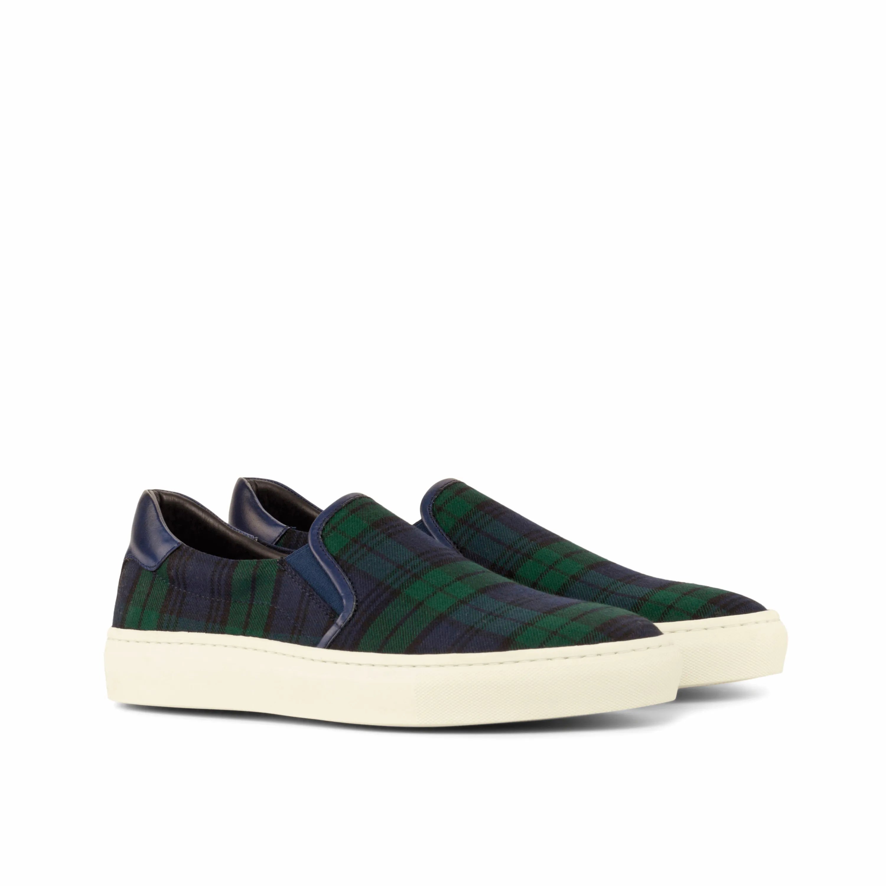 Askook slip on sneaker with plaid pattern, luxury bespoke shoes for men