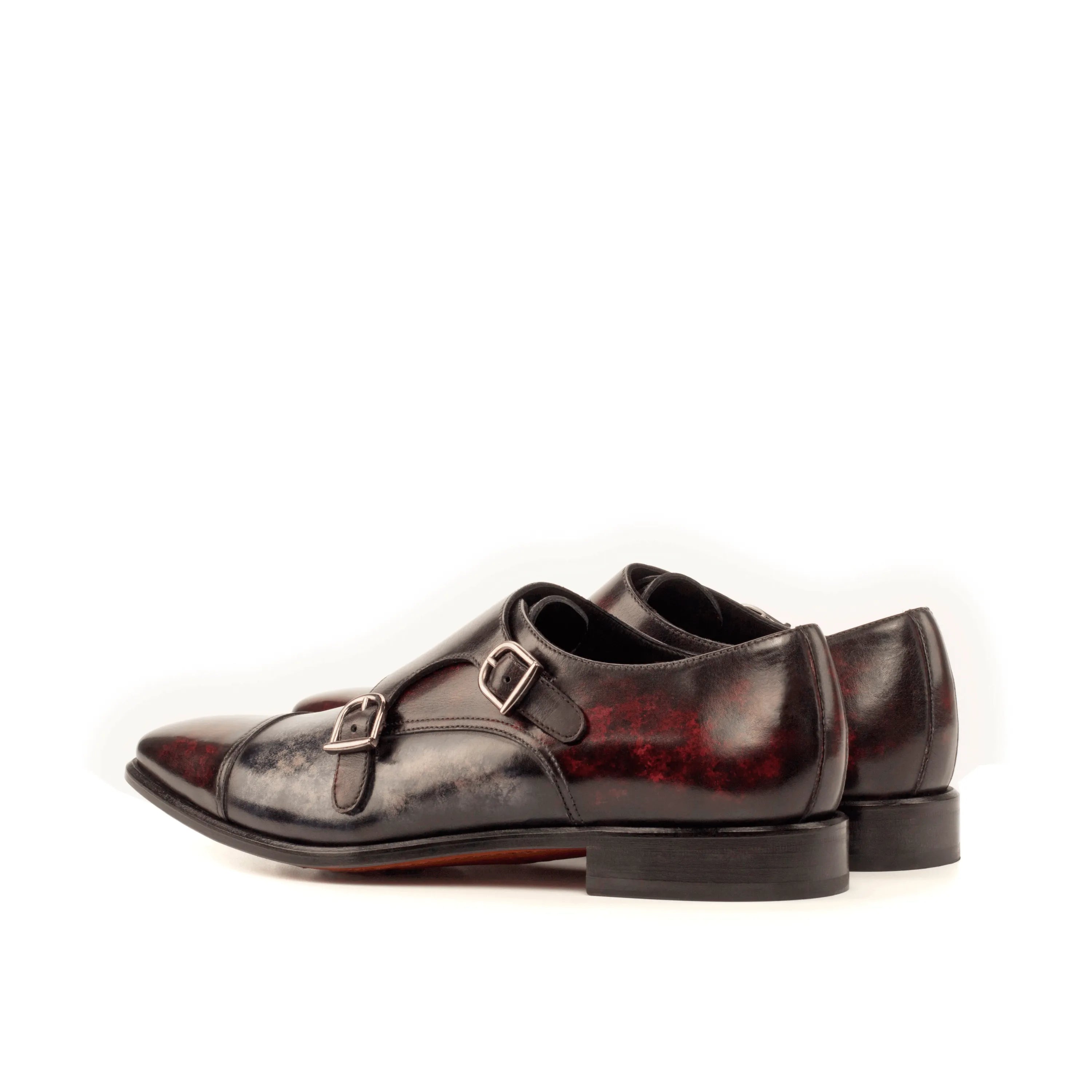 ATL Double Monk Patina II burgundy leather double monk shoes