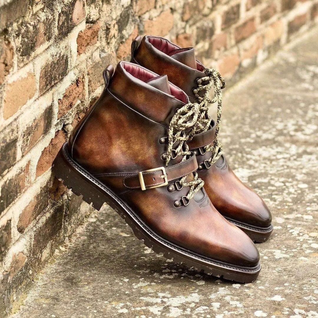 Avarest Patina Hiking Boots II in brown calf leather