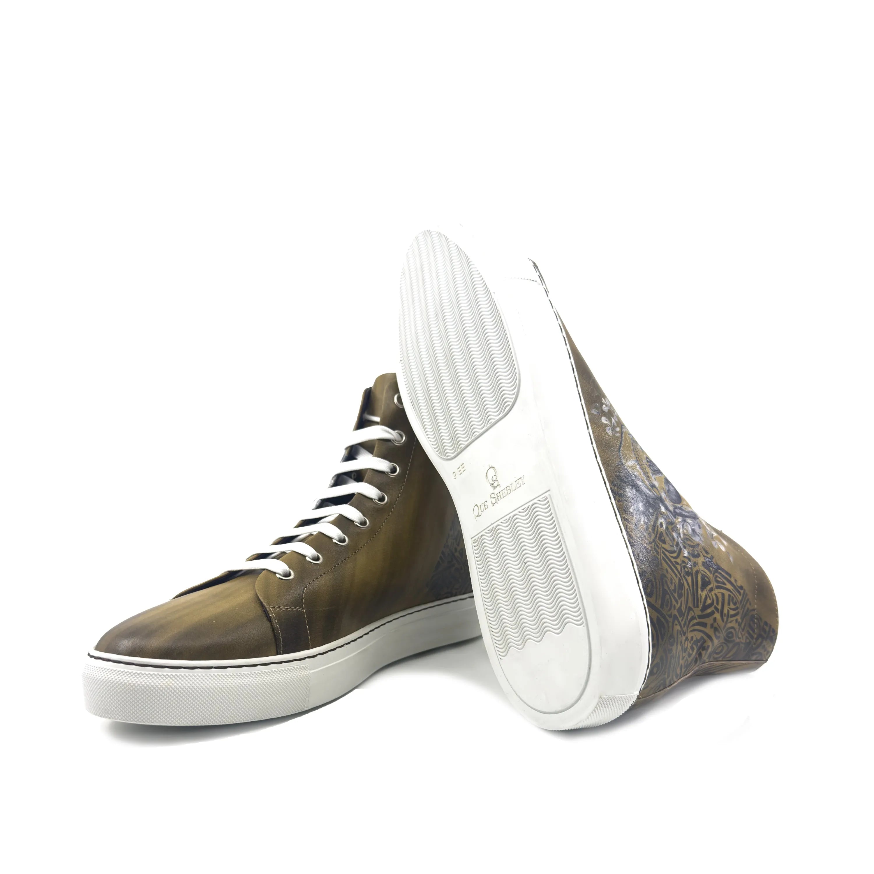 Olive green Awake Americana high calf leather high-top sneaker boot