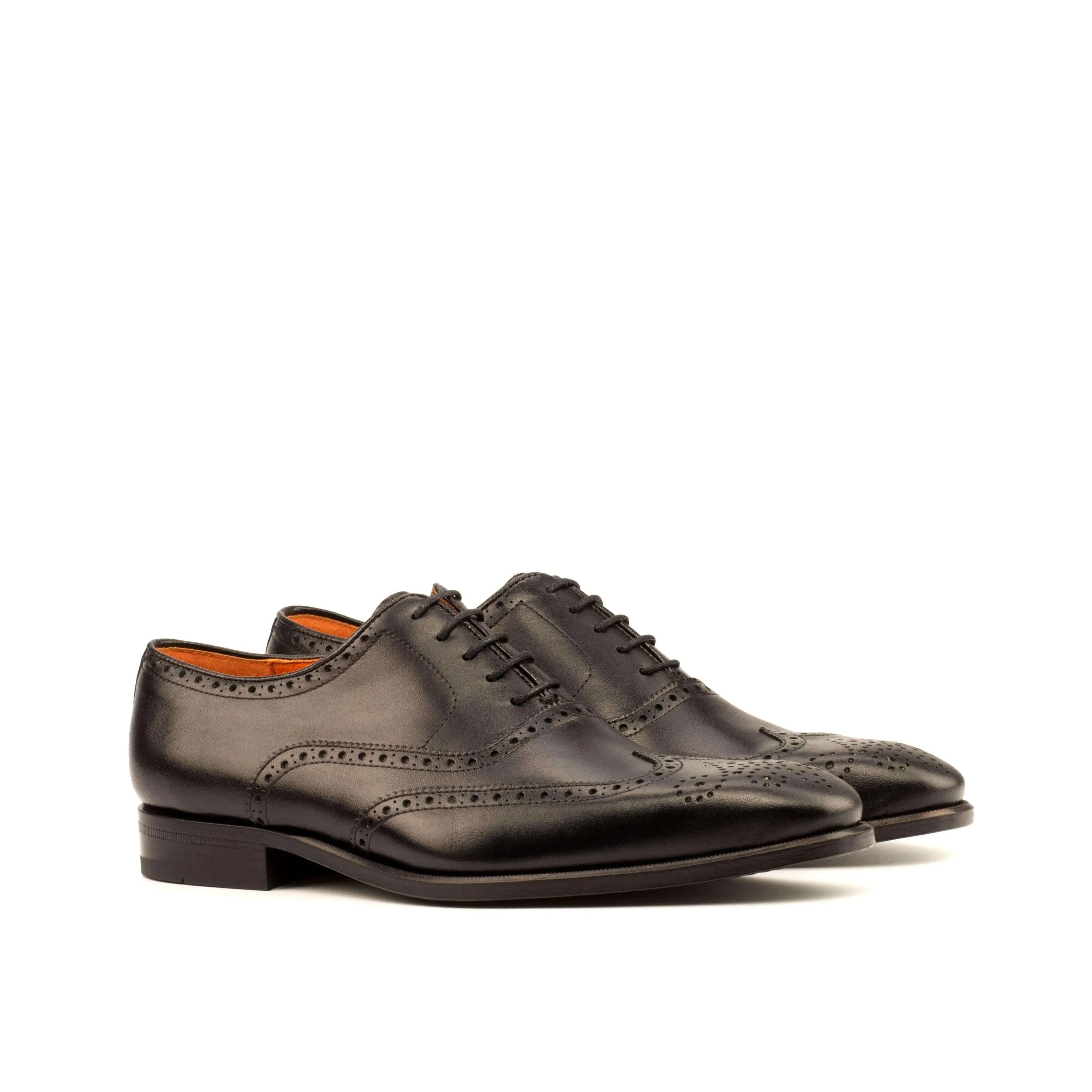 Pair of black leather Awan Full Brogue II brogue shoes