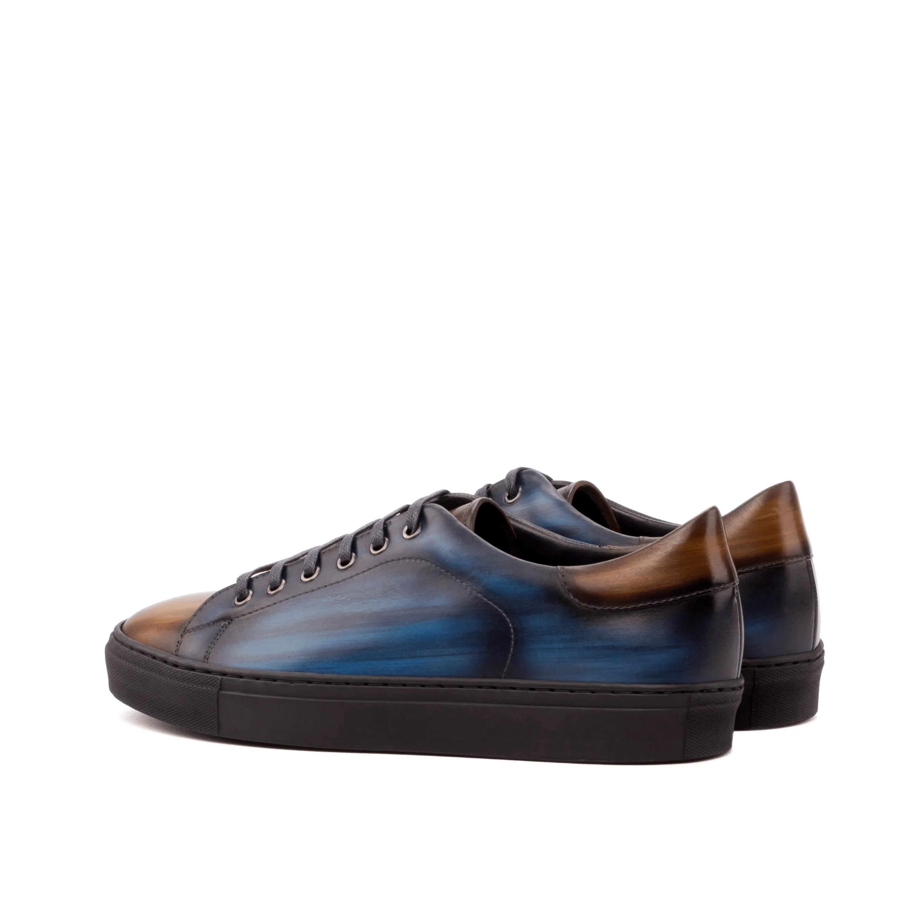Azat trainer patina sneaker in blue and brown leather