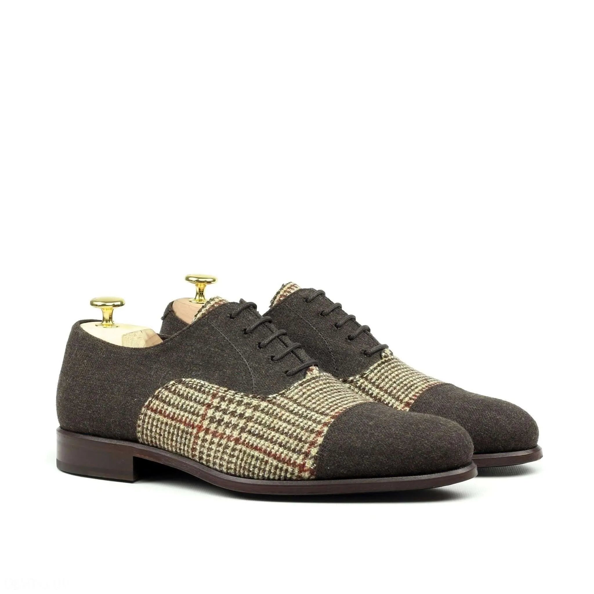Brown tweed Azzedine Oxford Shoes II back view