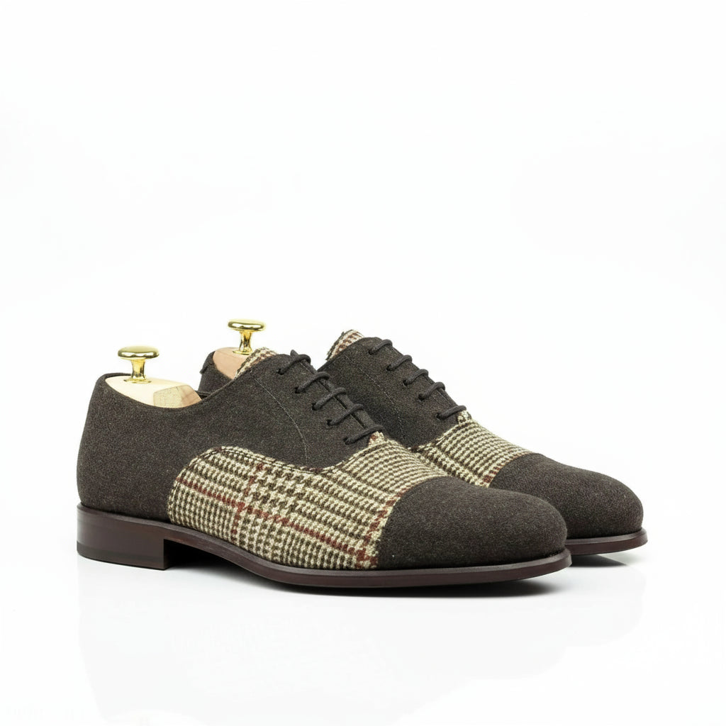 Brown tweed Azzedine Oxford shoes, elegant dress style