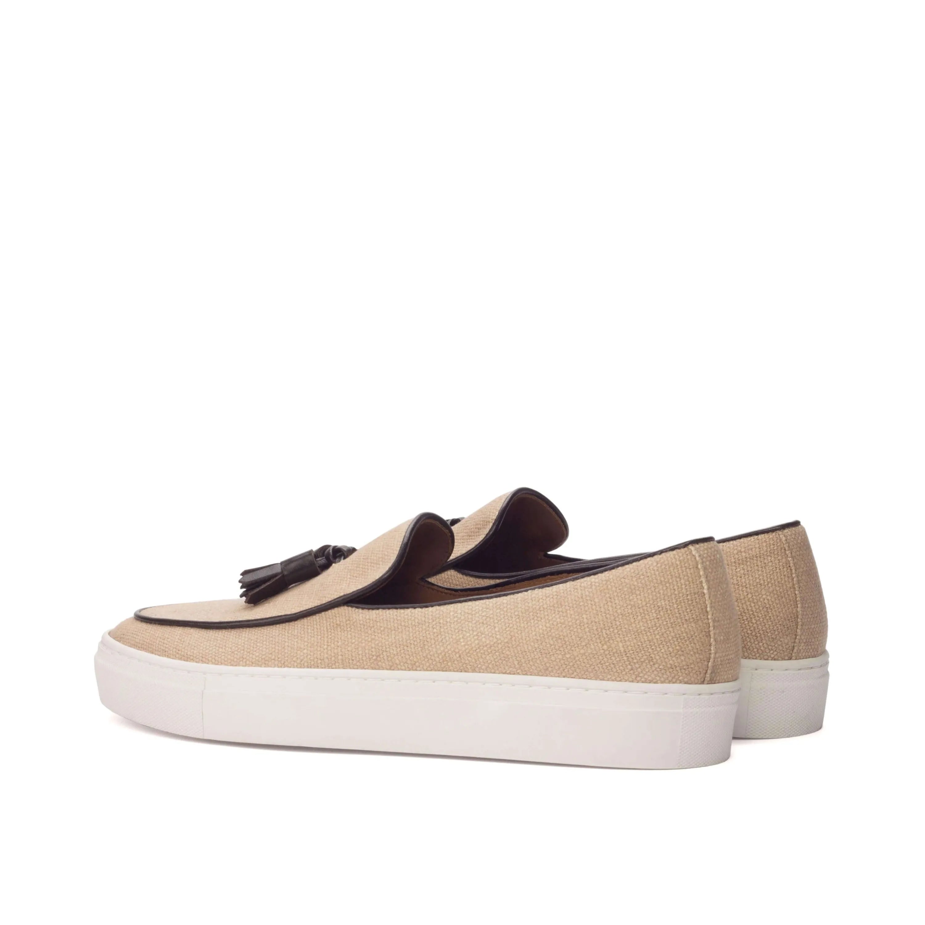 Bardot Belgian sneaker II beige tassel calf leather loafer with white platform sole