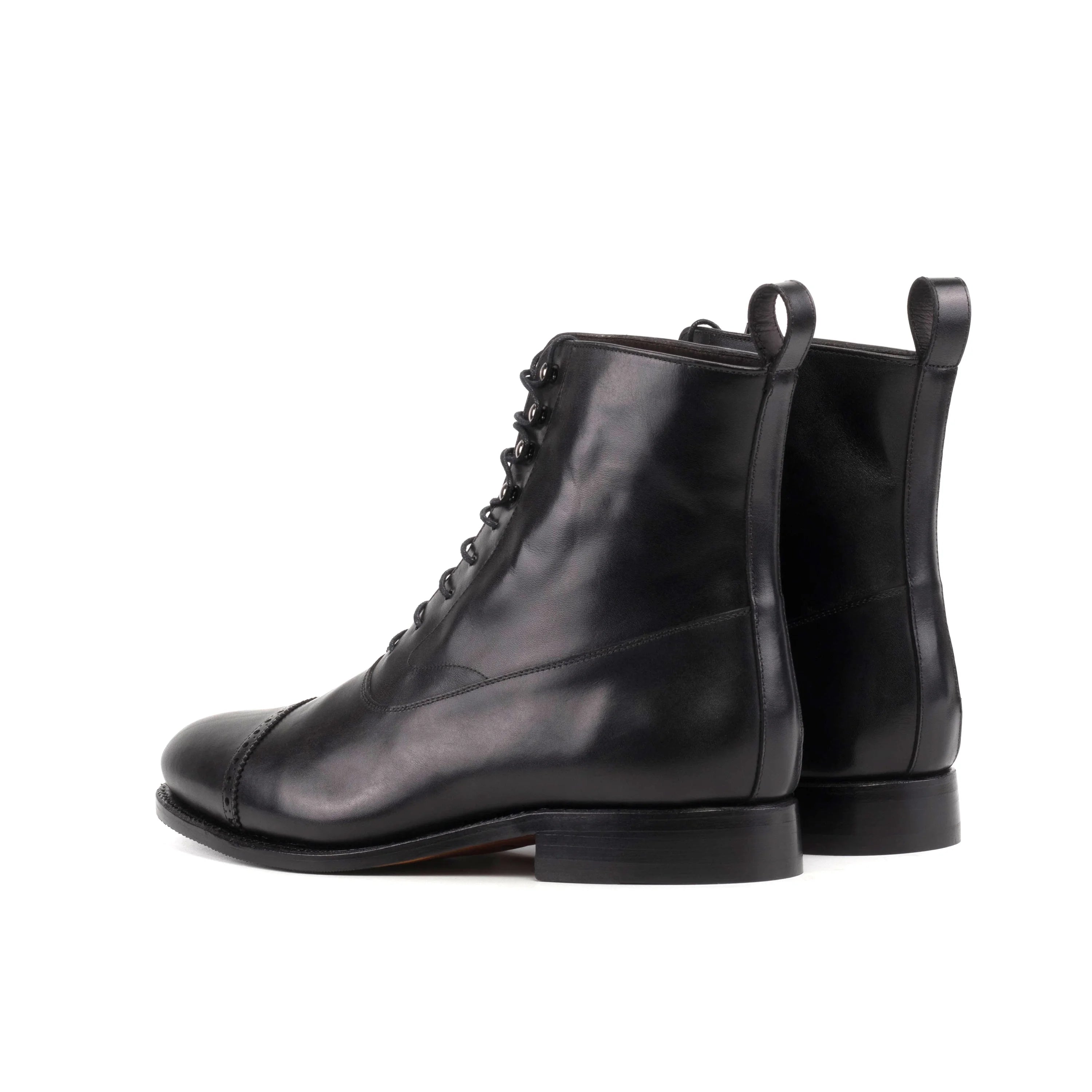 Bartos Balmoral boots in black leather with closed channel lacing