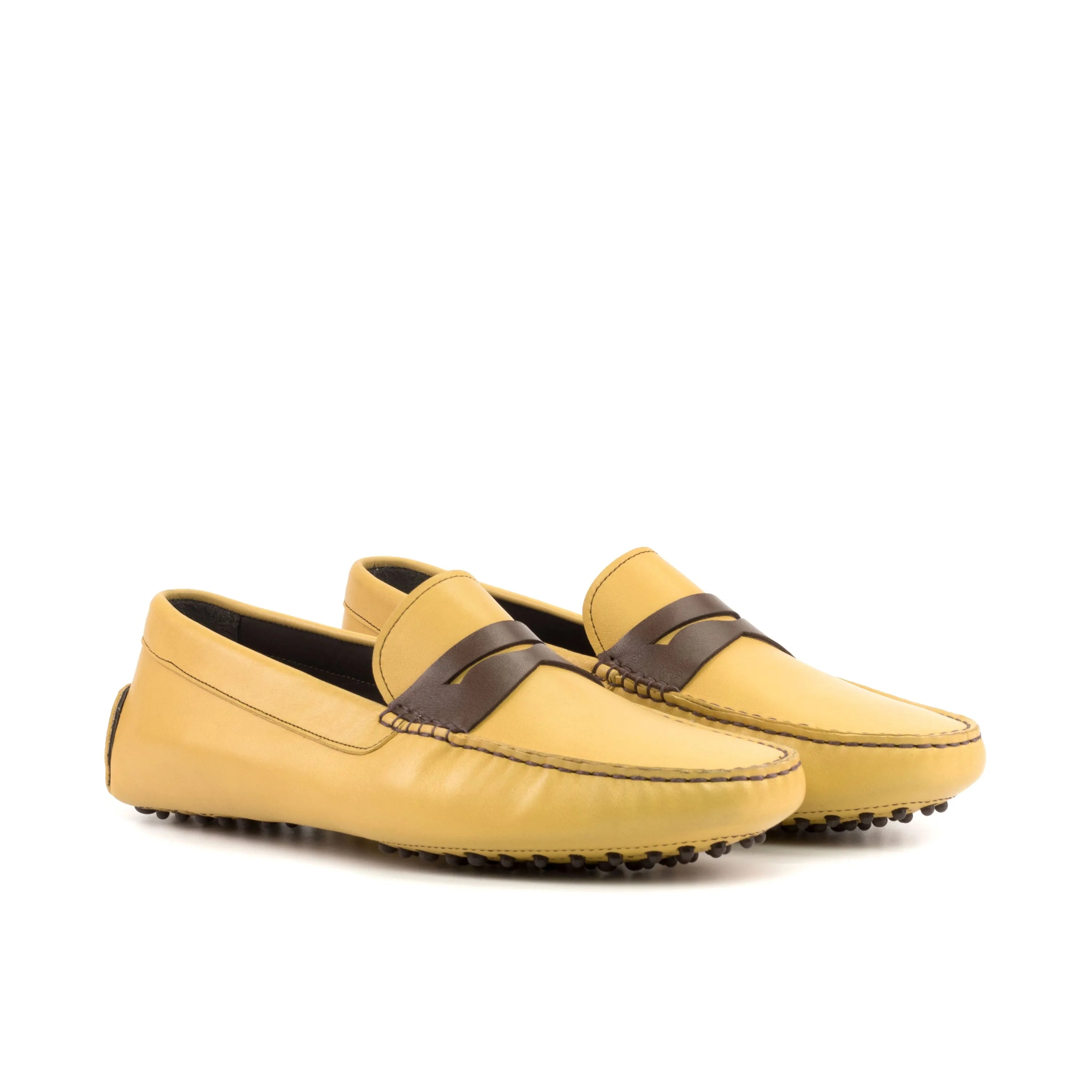 Bellatrix Driver II yellow nappa Italian leather loafers