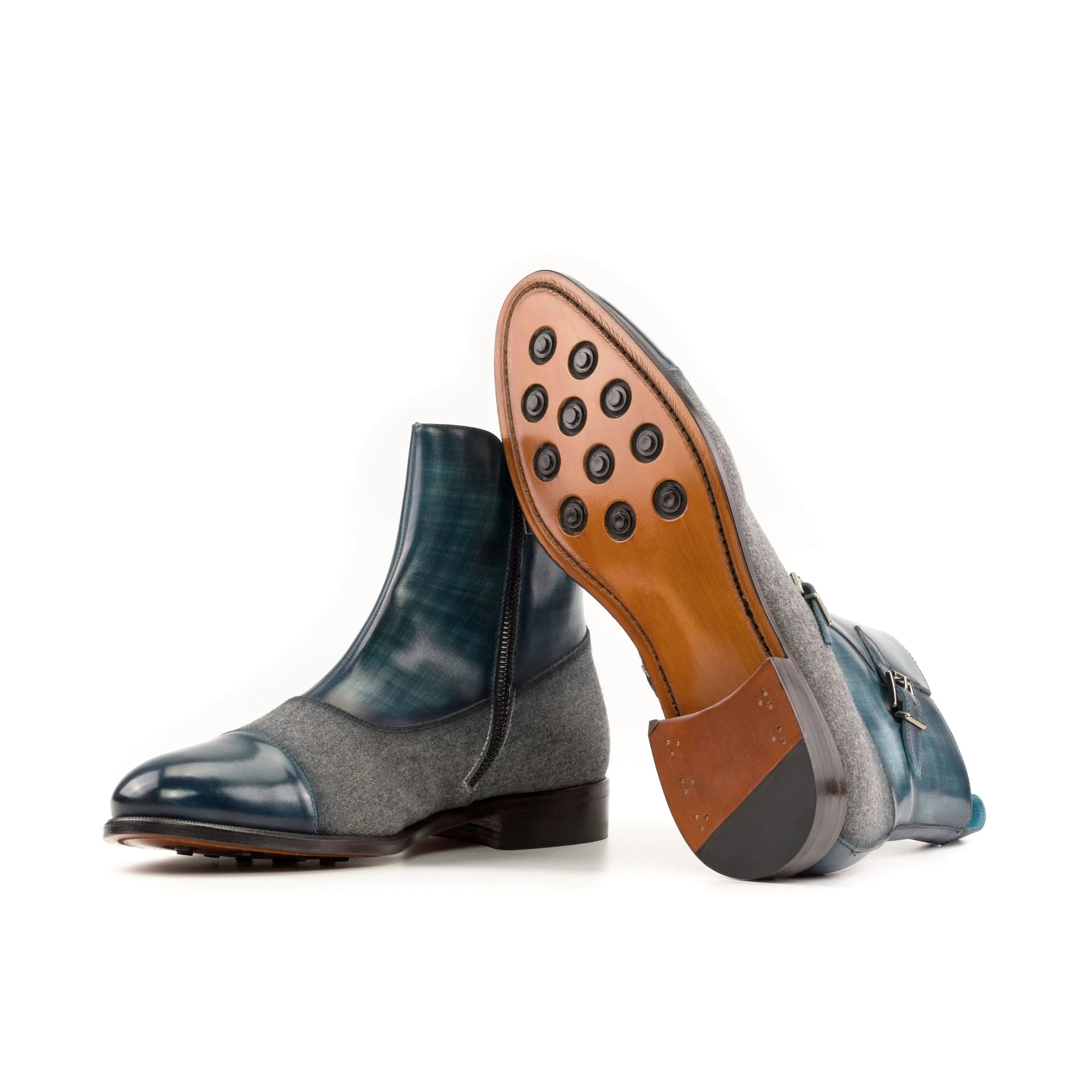 Biagio Octavian Patina Boots II two-toned leather ankle boots